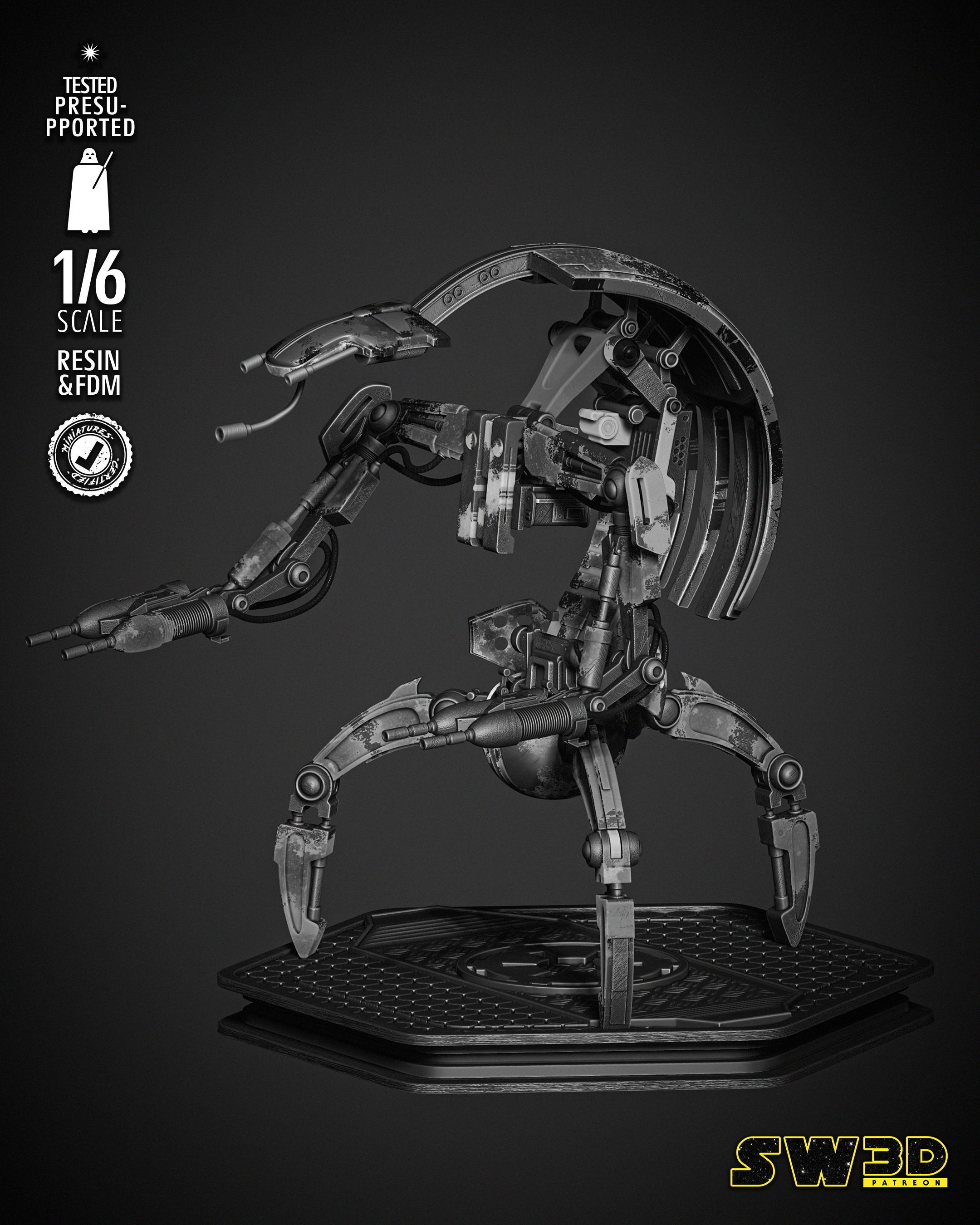 STAR WARS Droideka Sculpture 3D print model_12