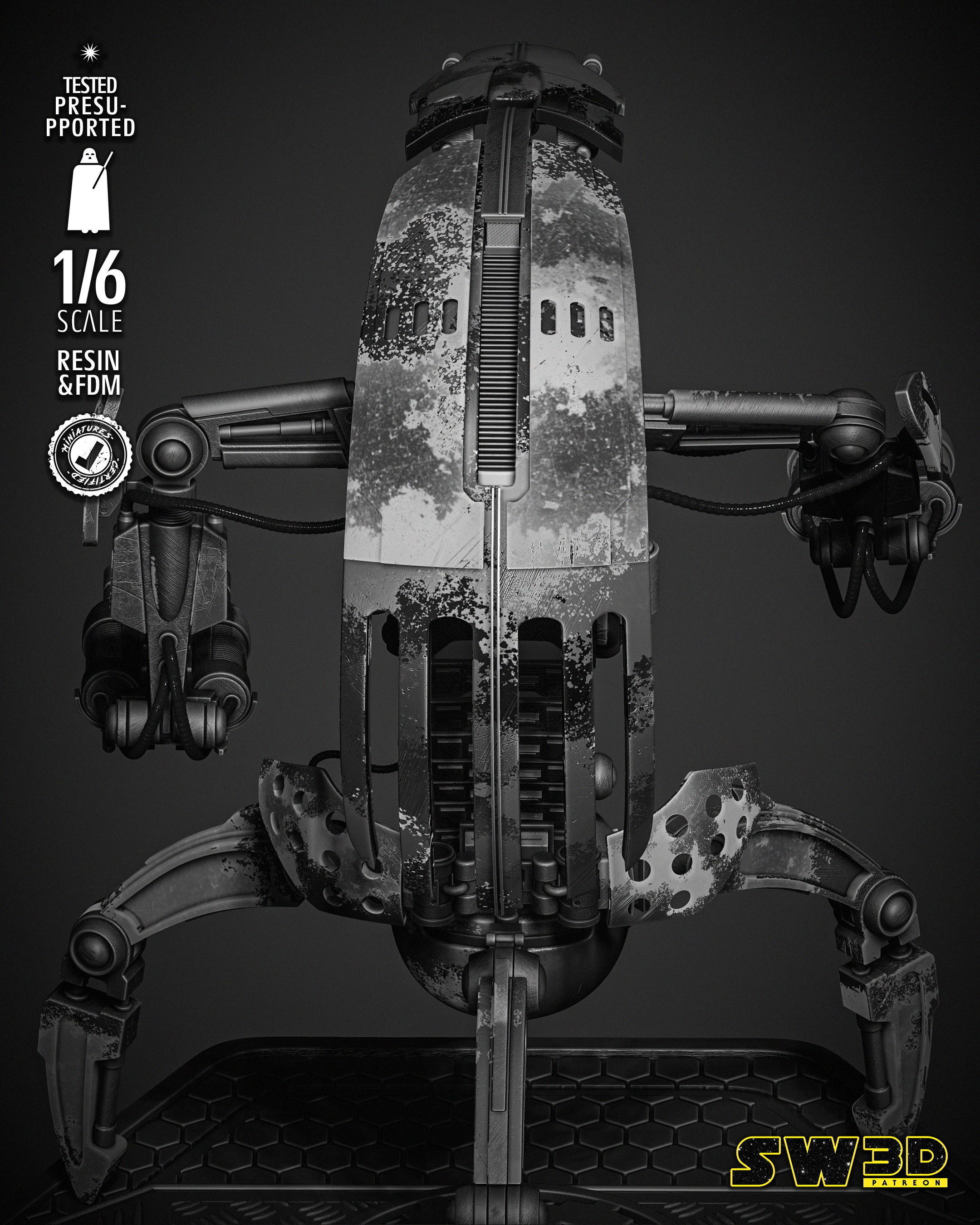 STAR WARS Droideka Sculpture 3D print model_35