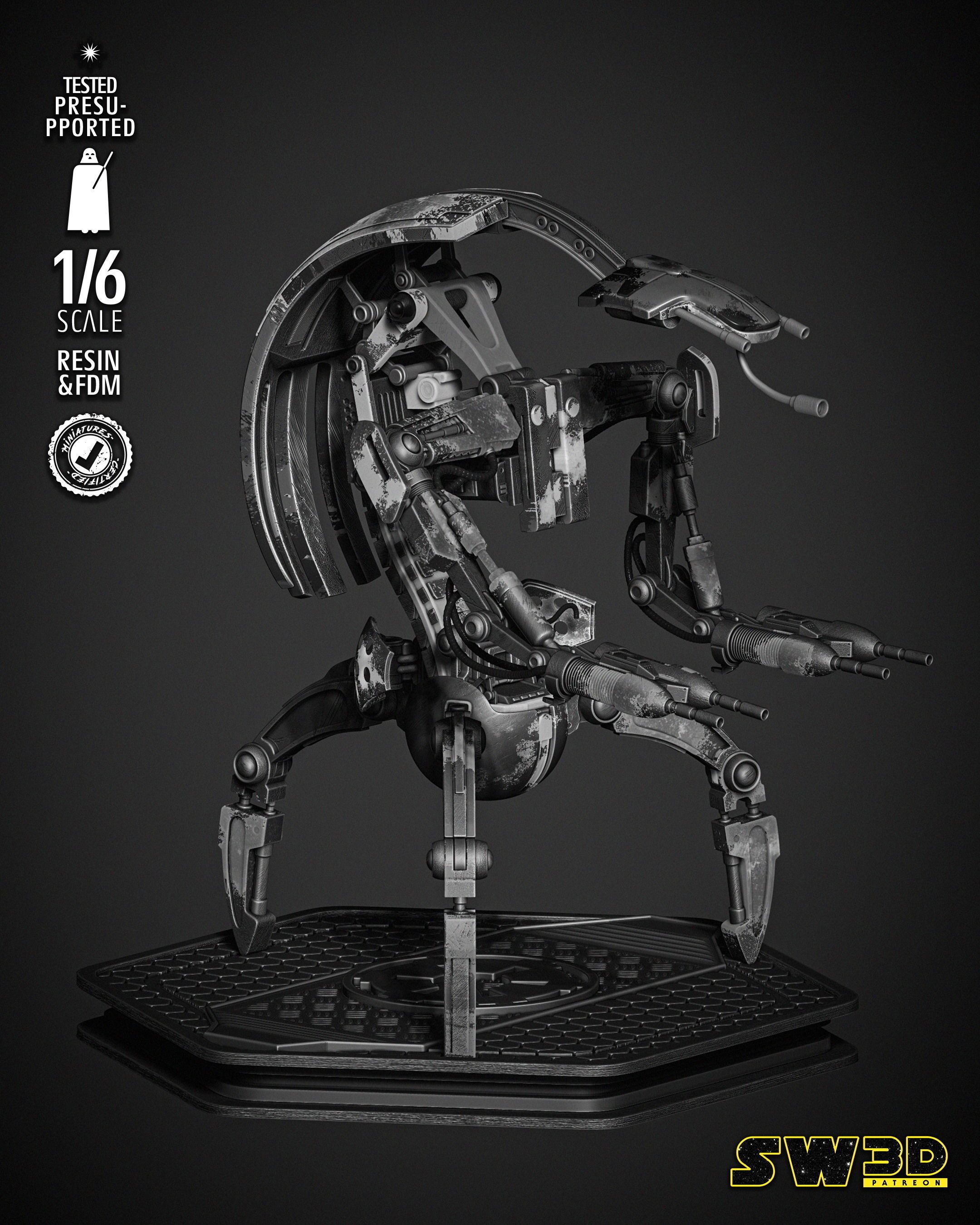 STAR WARS Droideka Sculpture 3D print model_4