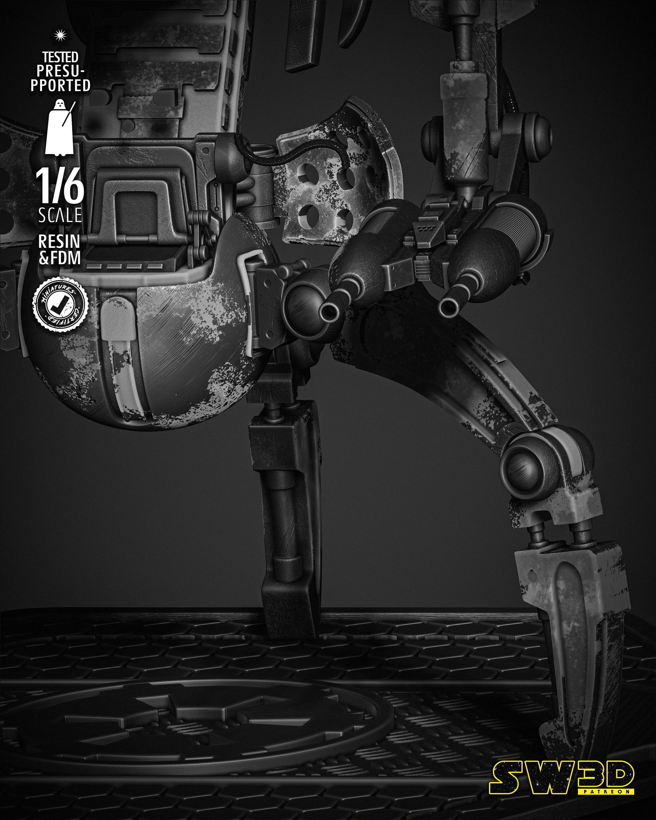 STAR WARS Droideka Sculpture 3D print model_30