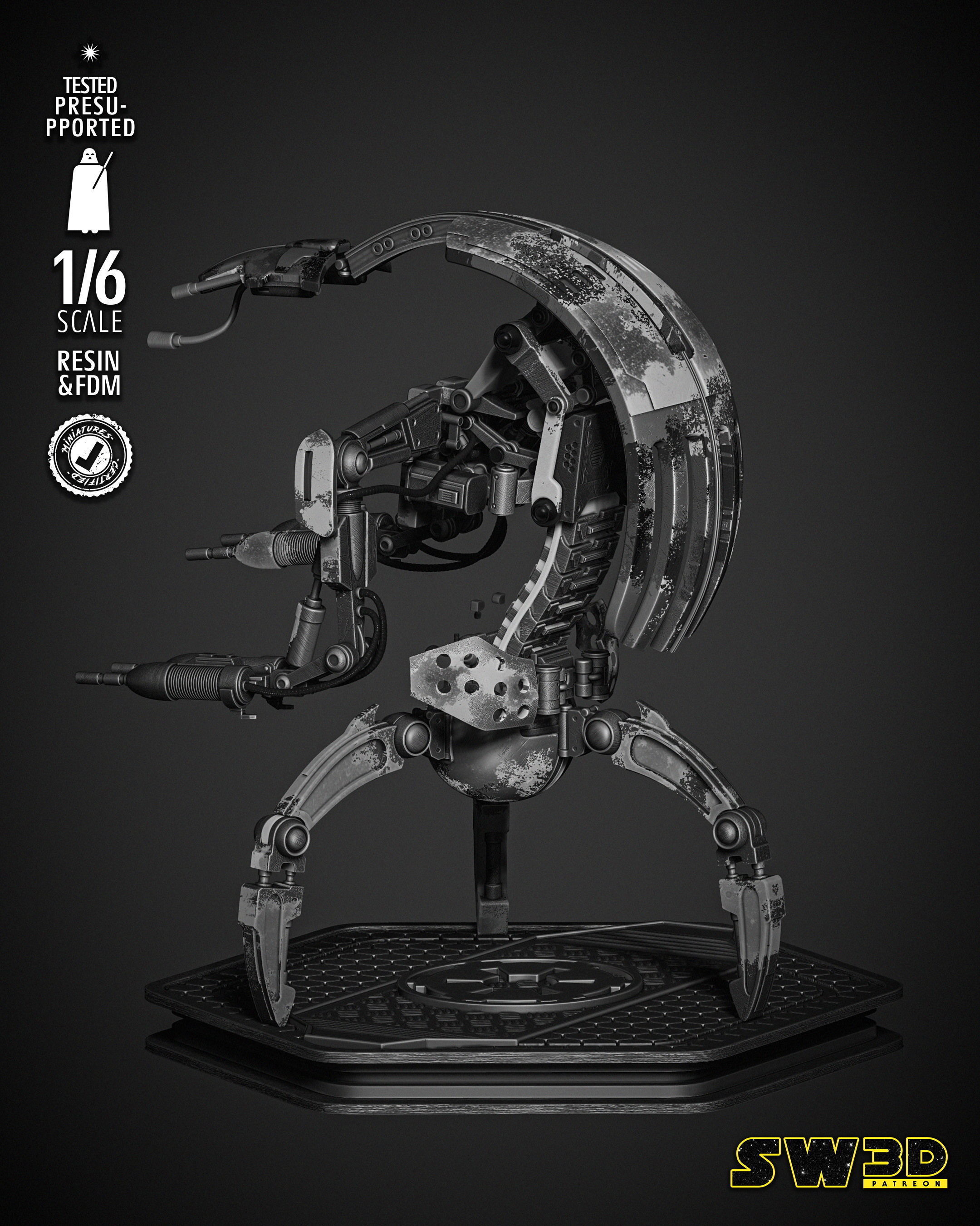 STAR WARS Droideka Sculpture 3D print model_9