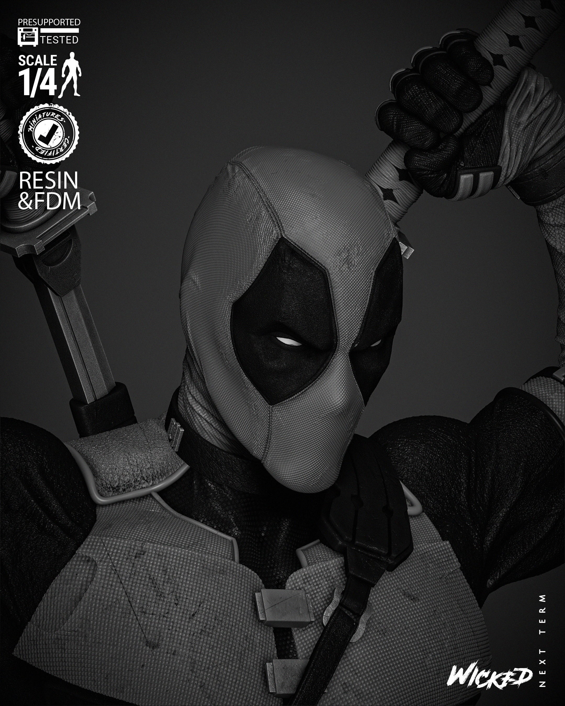 Wicked Marvel Deadpool Bust  3D print model_27