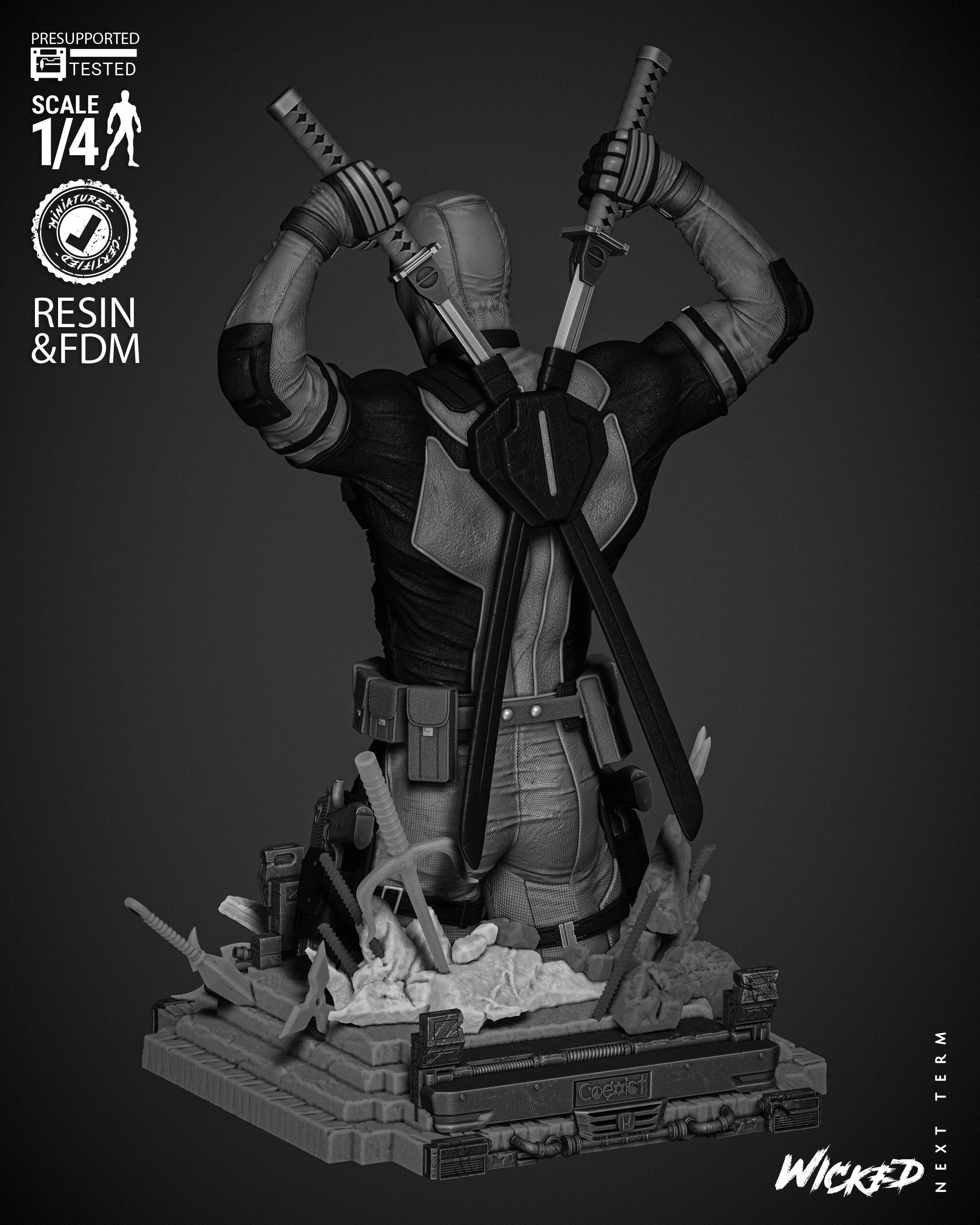 Wicked Marvel Deadpool Bust  3D print model_39