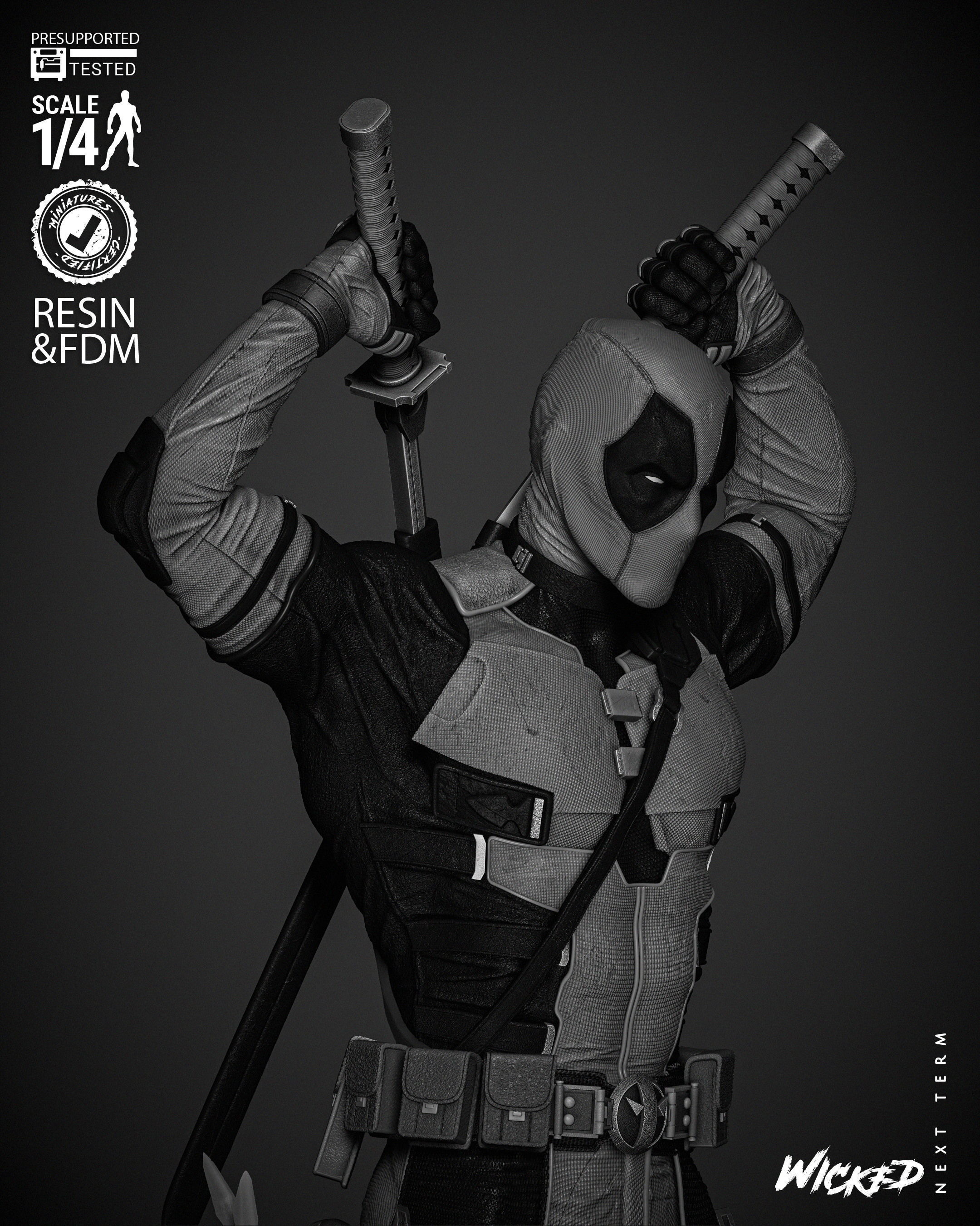 Wicked Marvel Deadpool Bust  3D print model_19