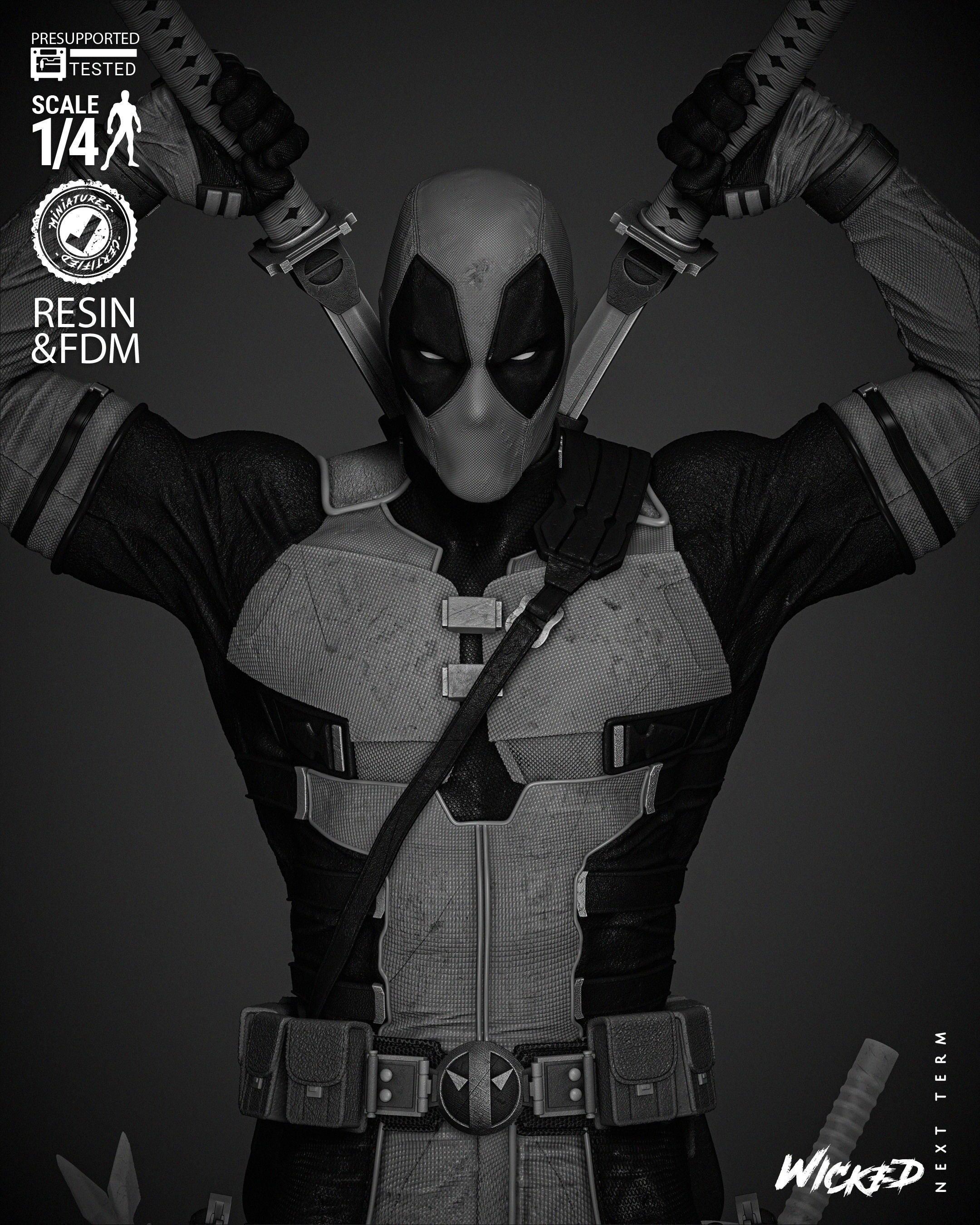 Wicked Marvel Deadpool Bust  3D print model_24