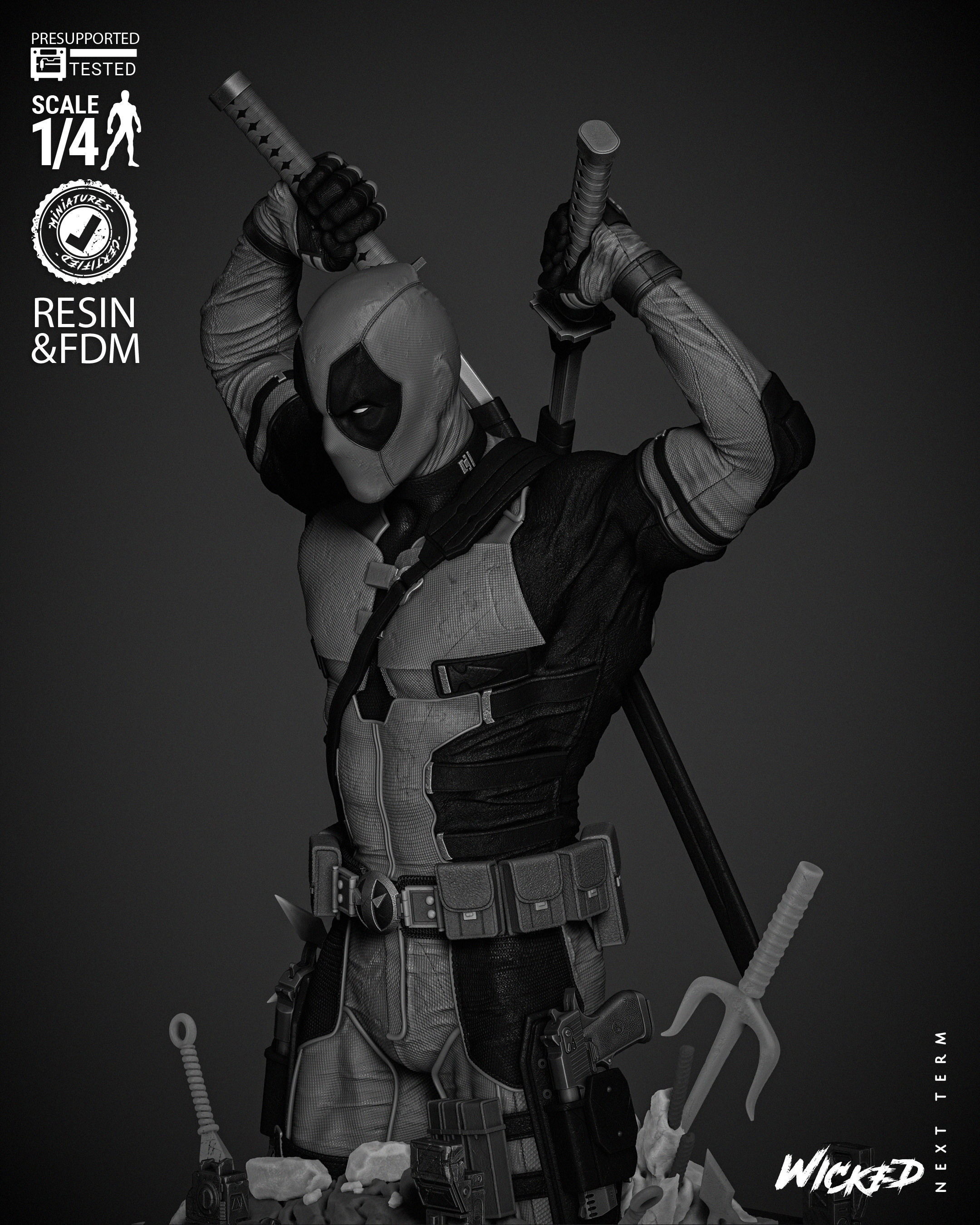 Wicked Marvel Deadpool Bust  3D print model_12