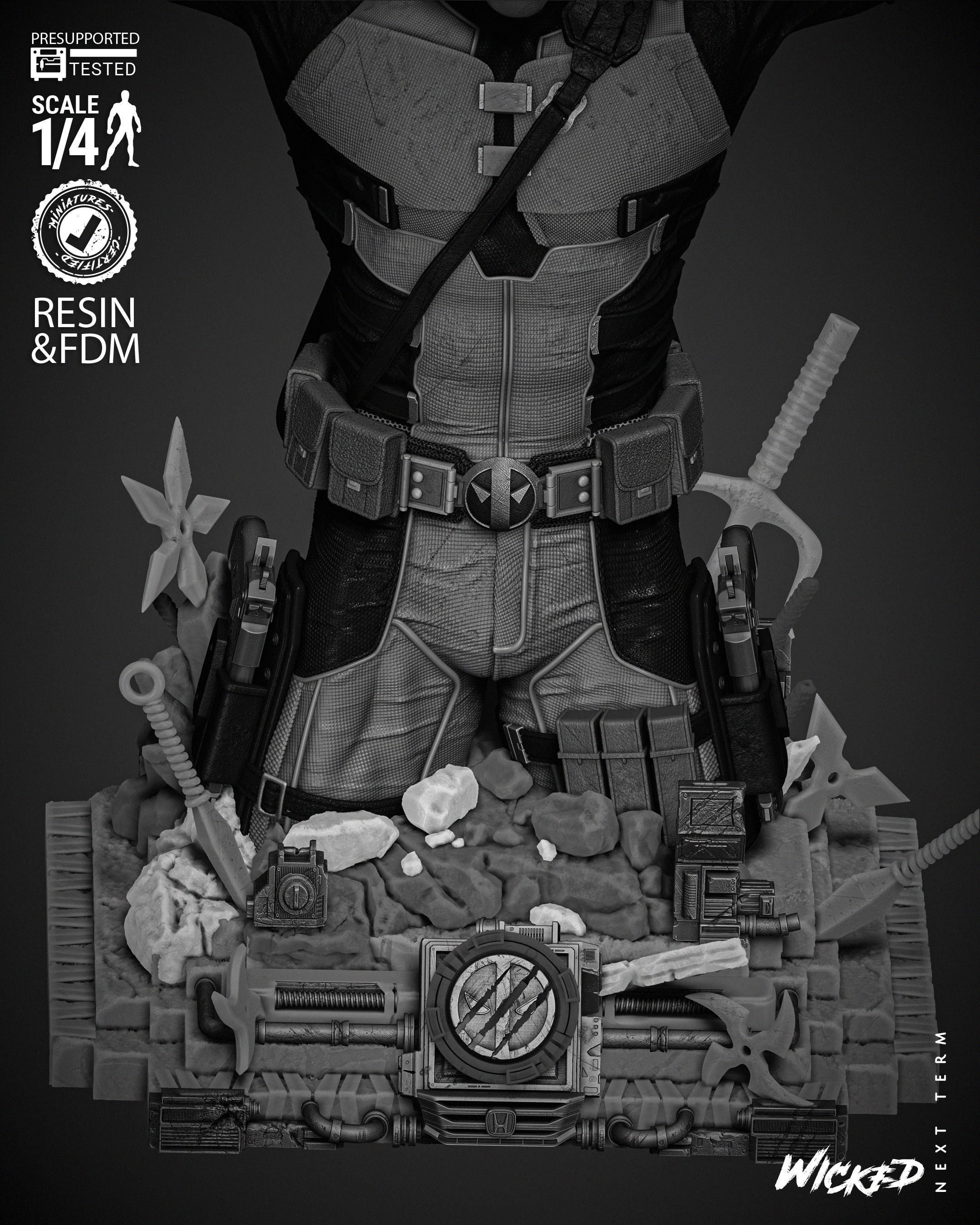 Wicked Marvel Deadpool Bust  3D print model_46