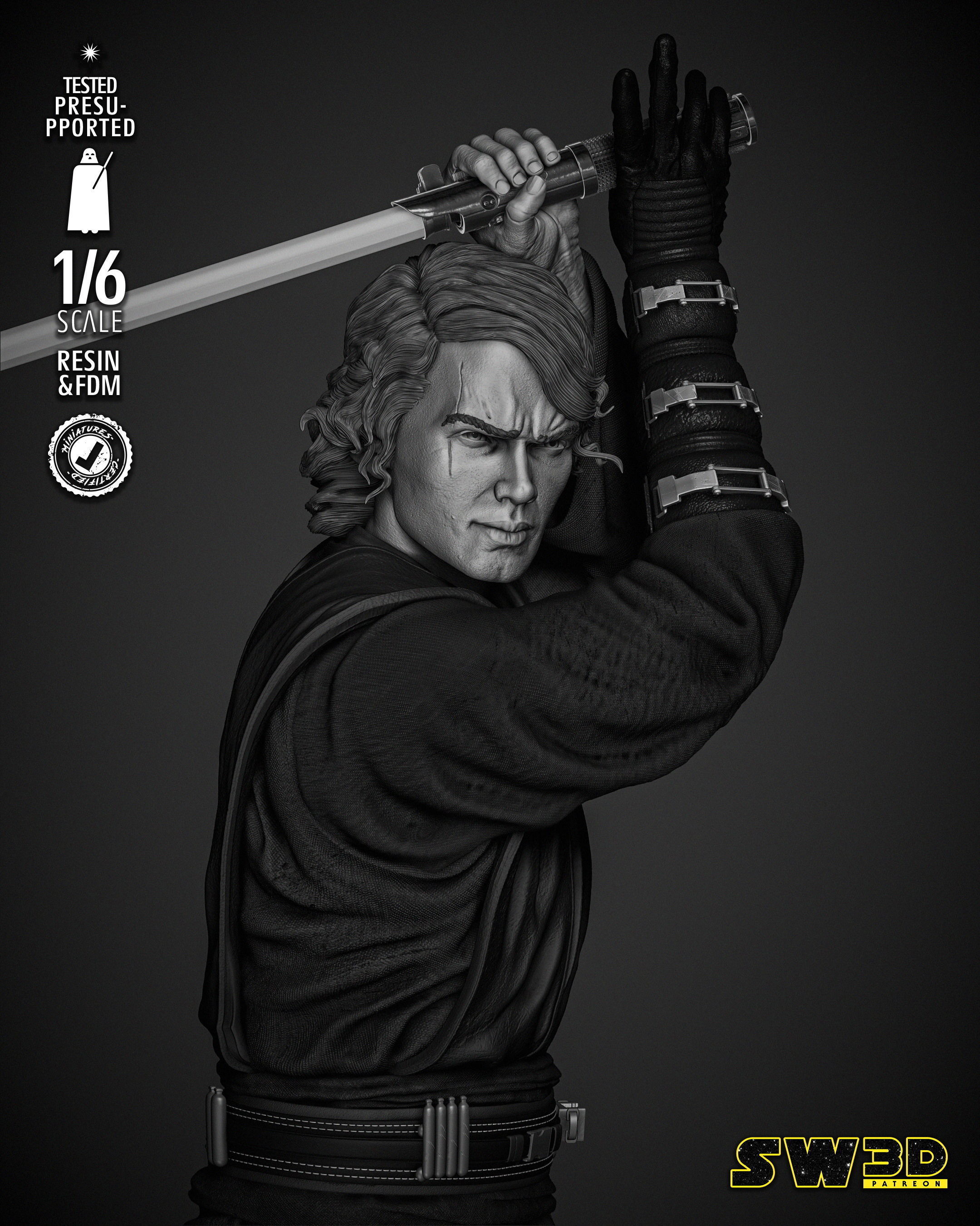 STAR WARS Anakin Sculpture  3D print model_18