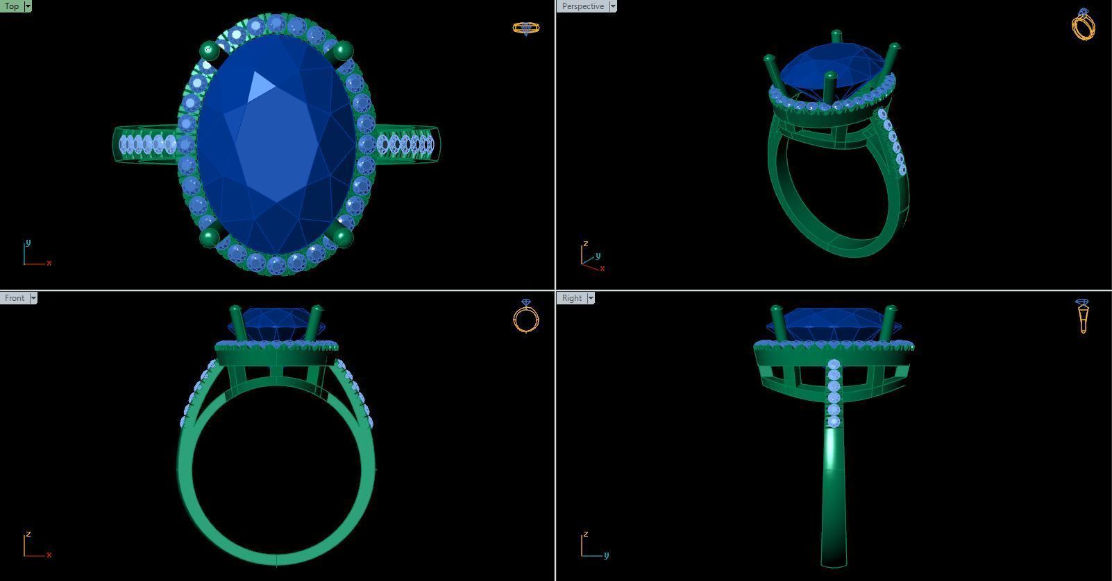 Oval Halo Ring 3D print model_4