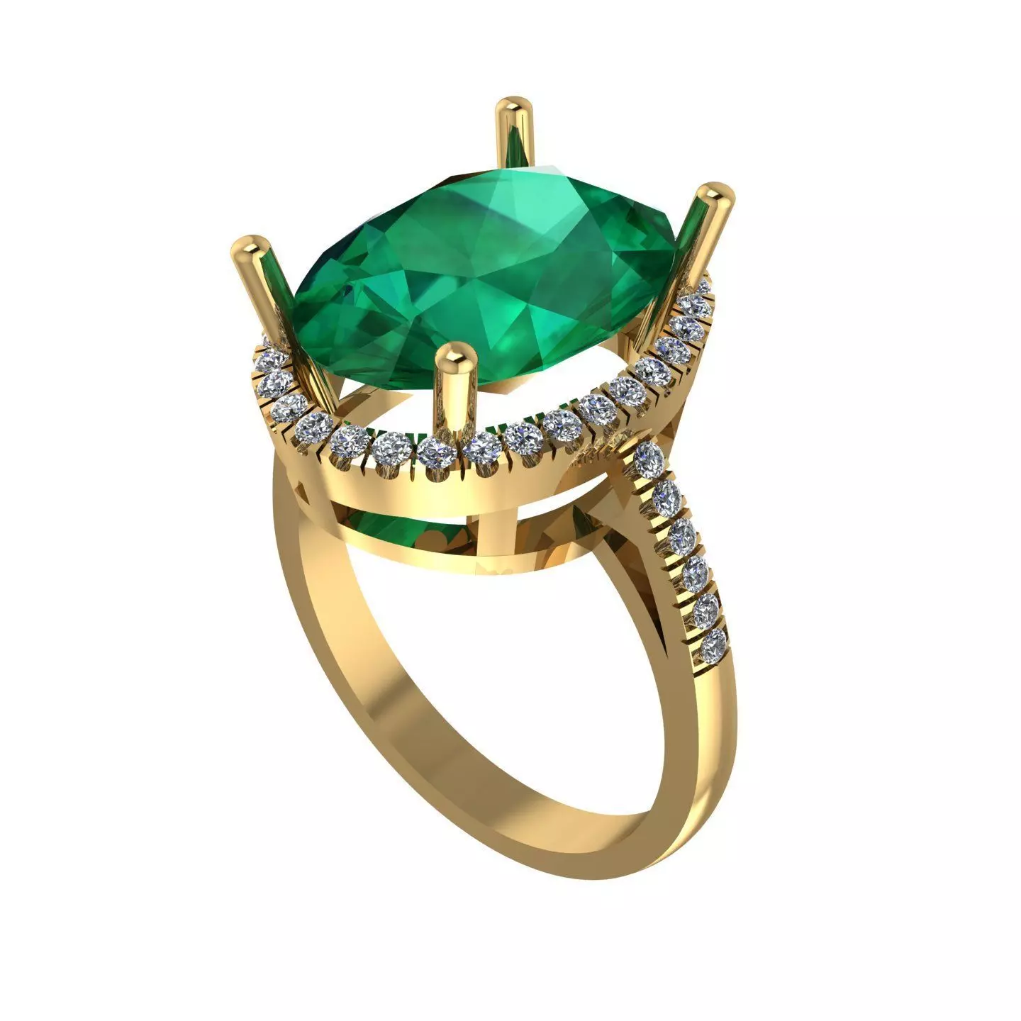 Oval Halo Ring 3D print model_0