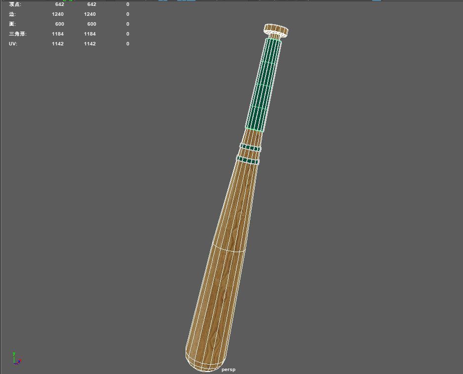 Baseball bat Low-poly 3D model_2