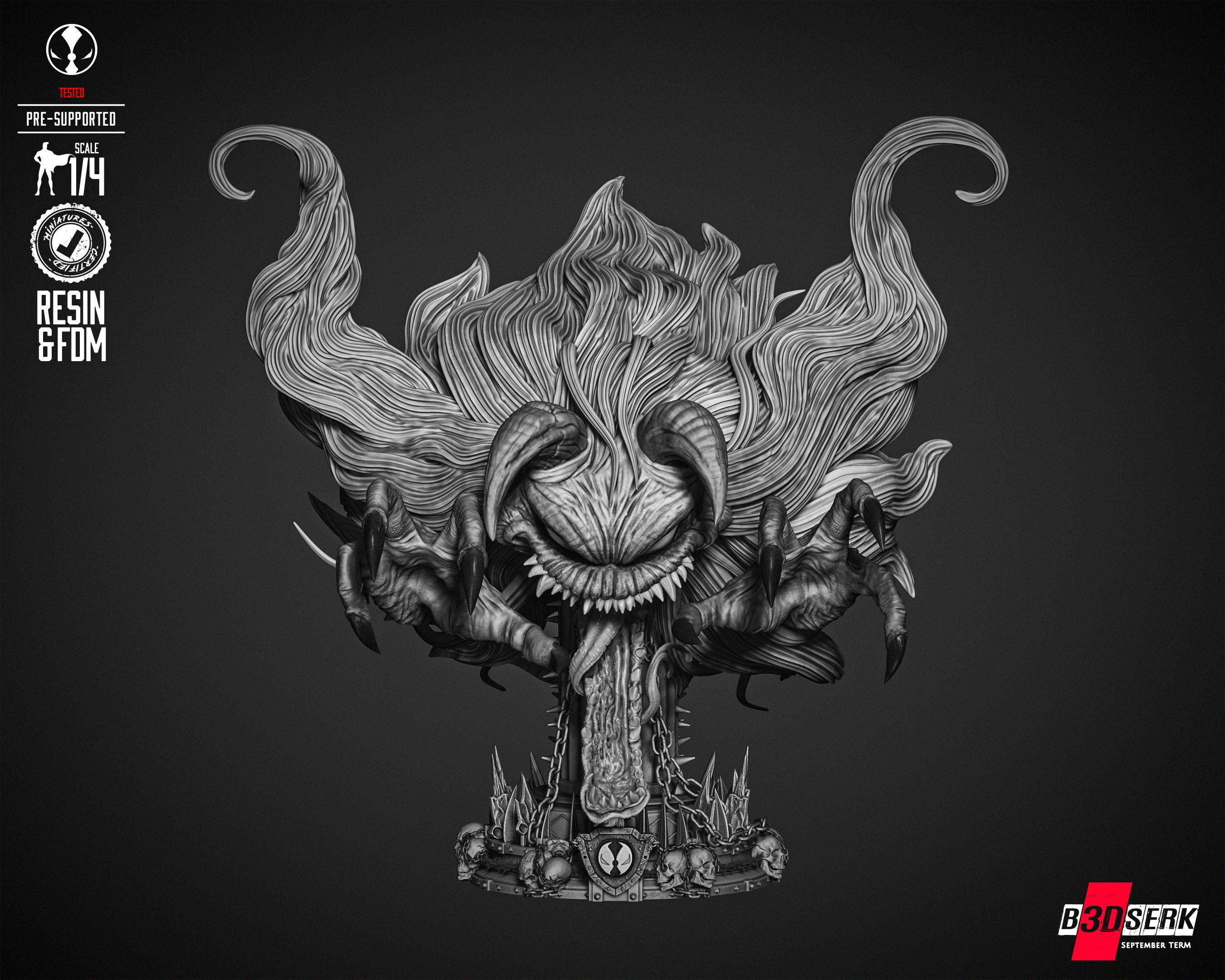 B3DSERK Malebolgia Bust Portrait 3D print model_3