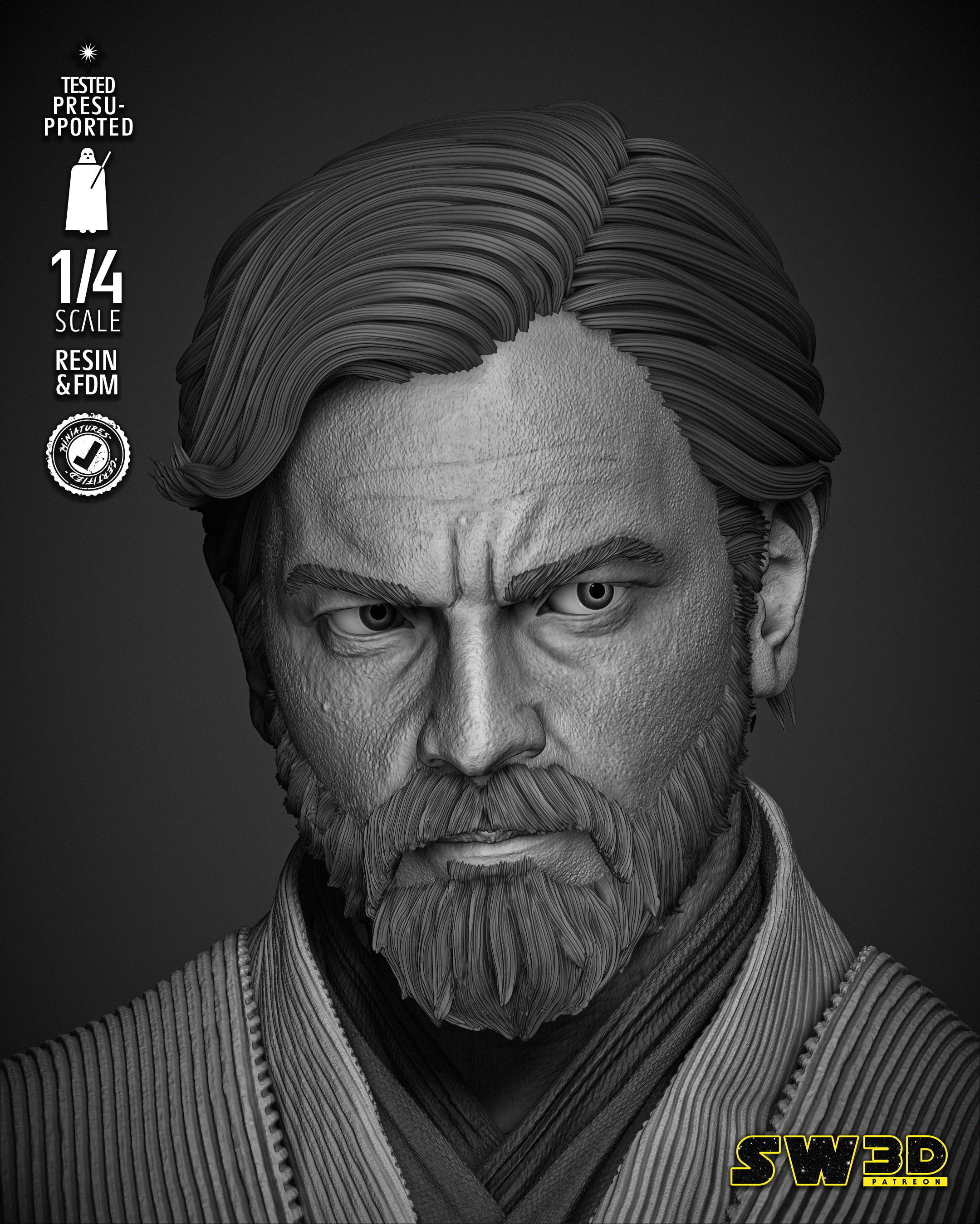 STAR WARS Obi Wan Portrait Bust 3D print model_26