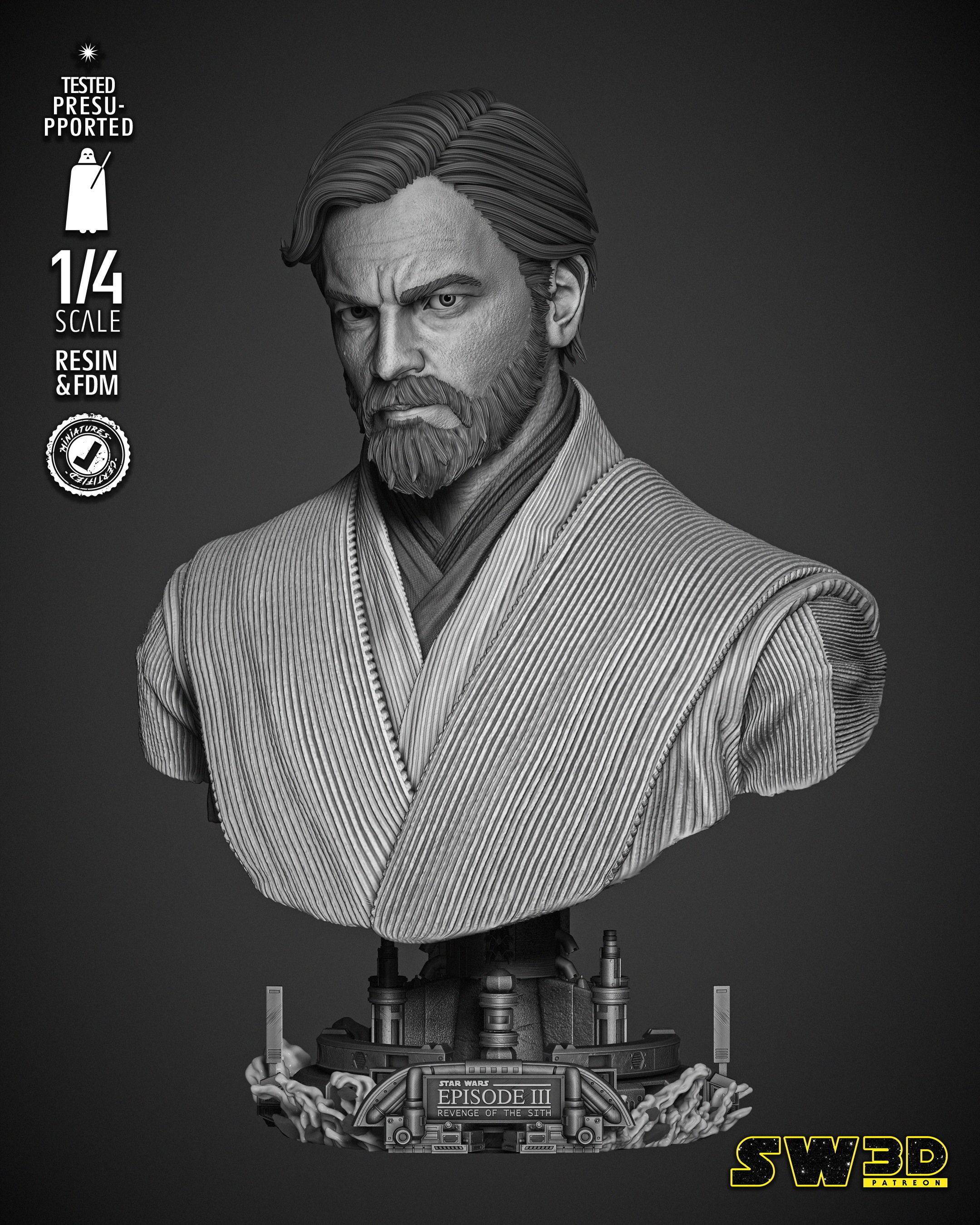 STAR WARS Obi Wan Portrait Bust 3D print model_4