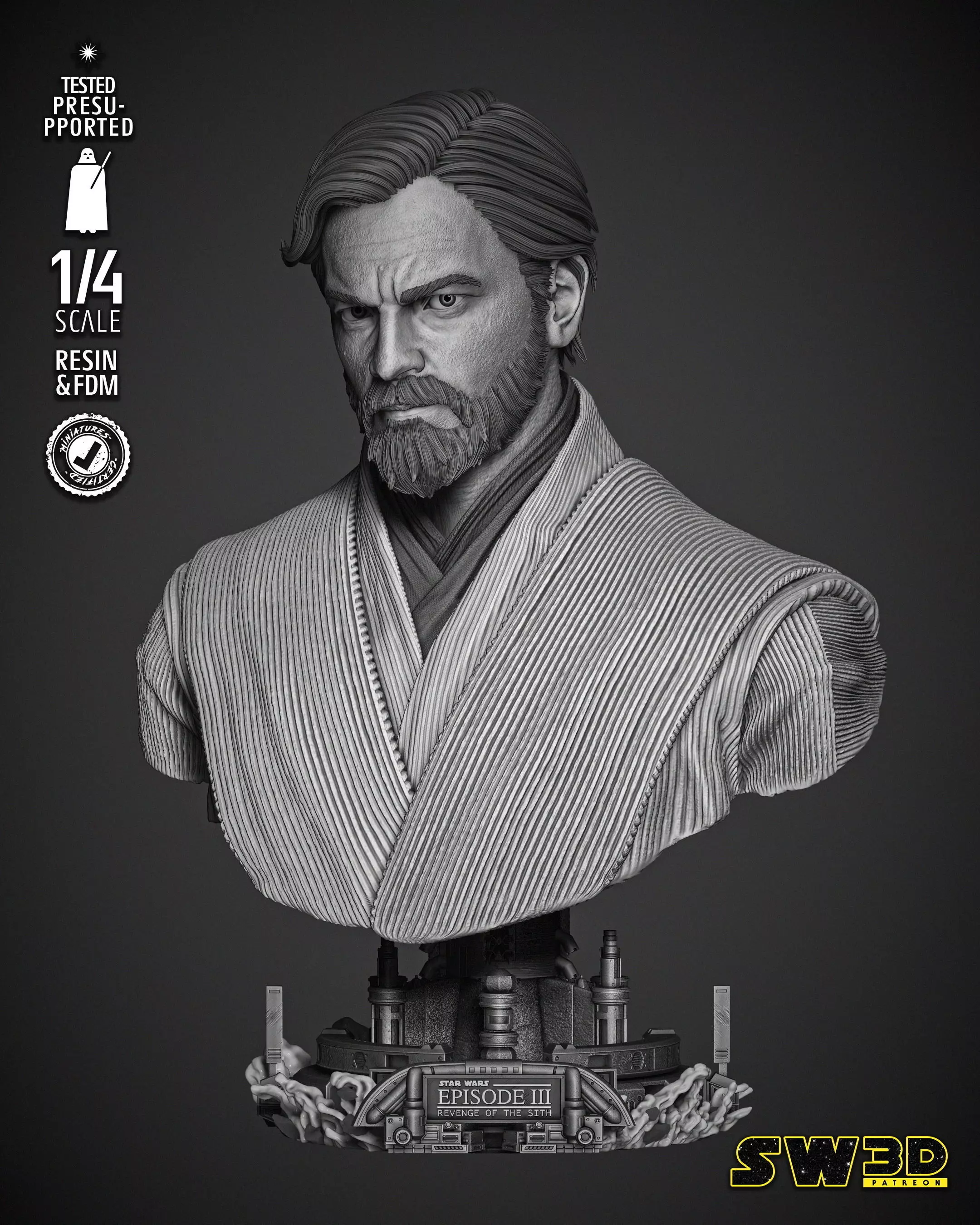 STAR WARS Obi Wan Portrait Bust 3D print model_0