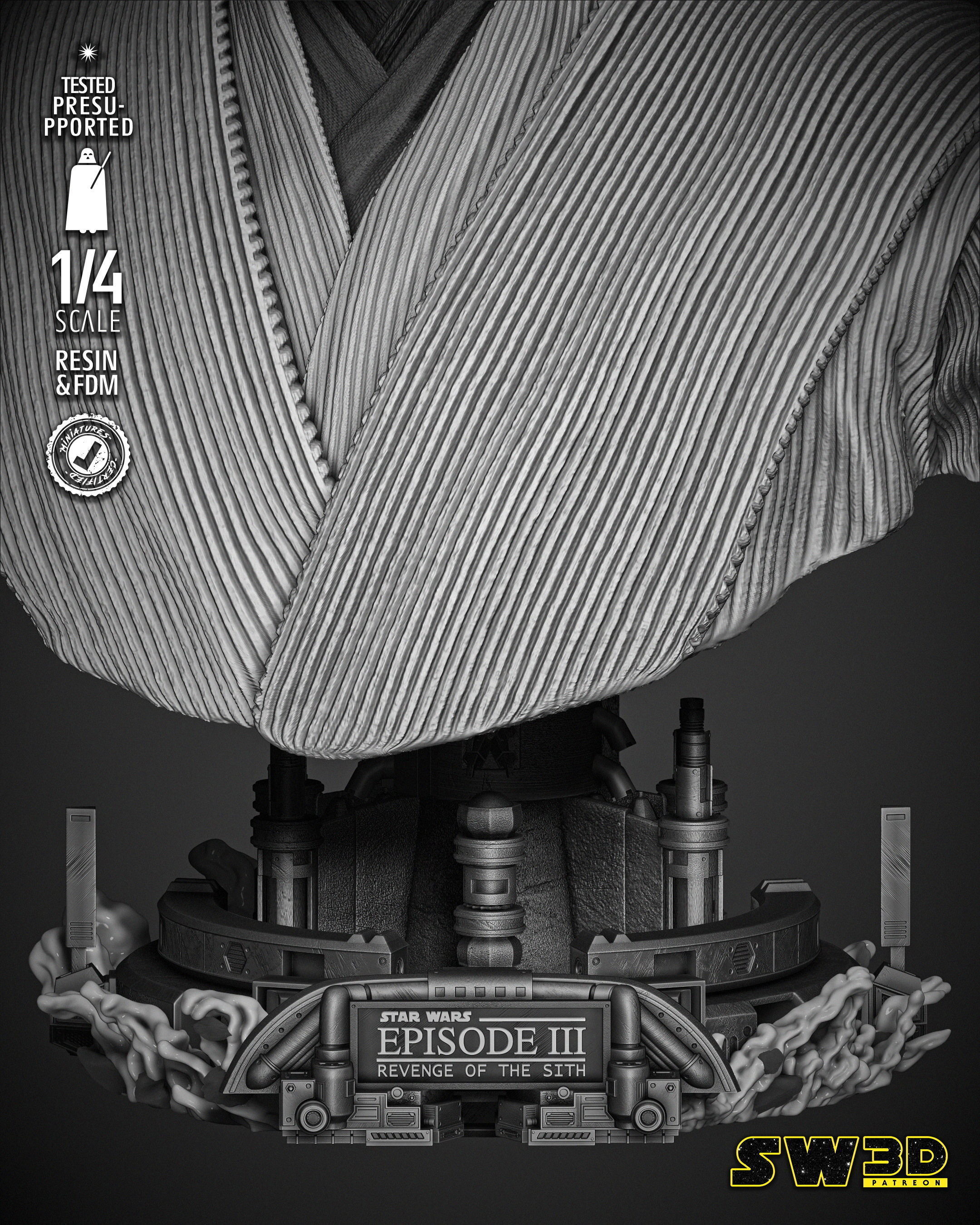 STAR WARS Obi Wan Portrait Bust 3D print model_36