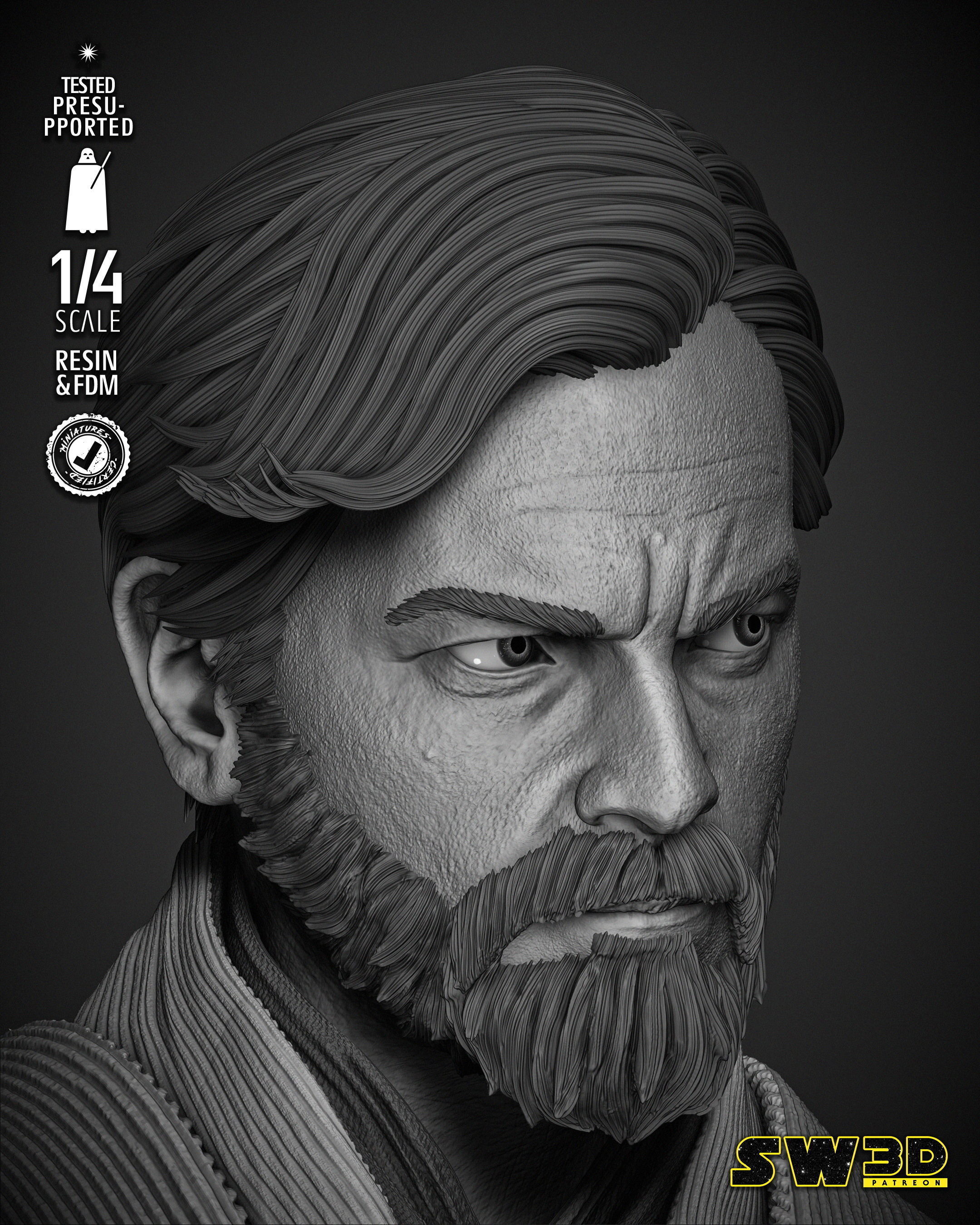 STAR WARS Obi Wan Portrait Bust 3D print model_32