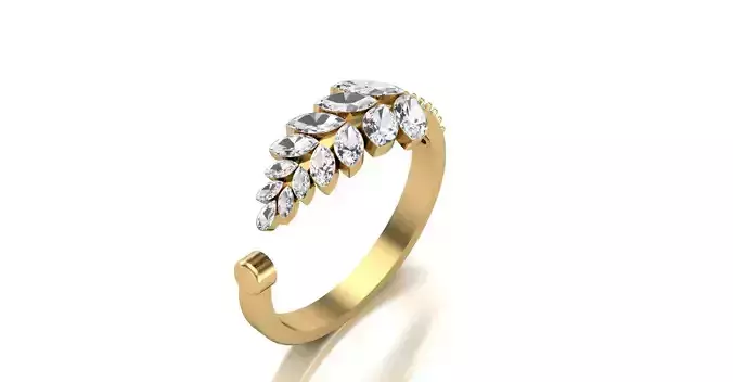 daimand  leaf stone ring design