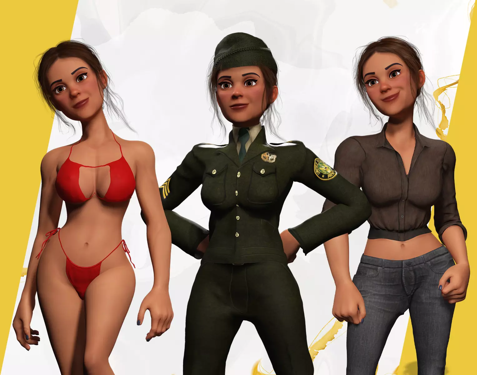 Multi Dress Women 3D Model Collection_0