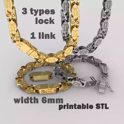 Jewelry Lock box and link 6mm printable STL