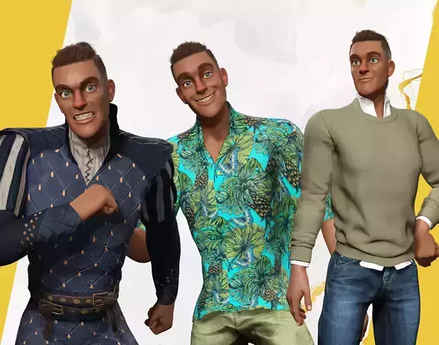 multi dress Brazilian Cartoon Casual Man 3D Model Collection