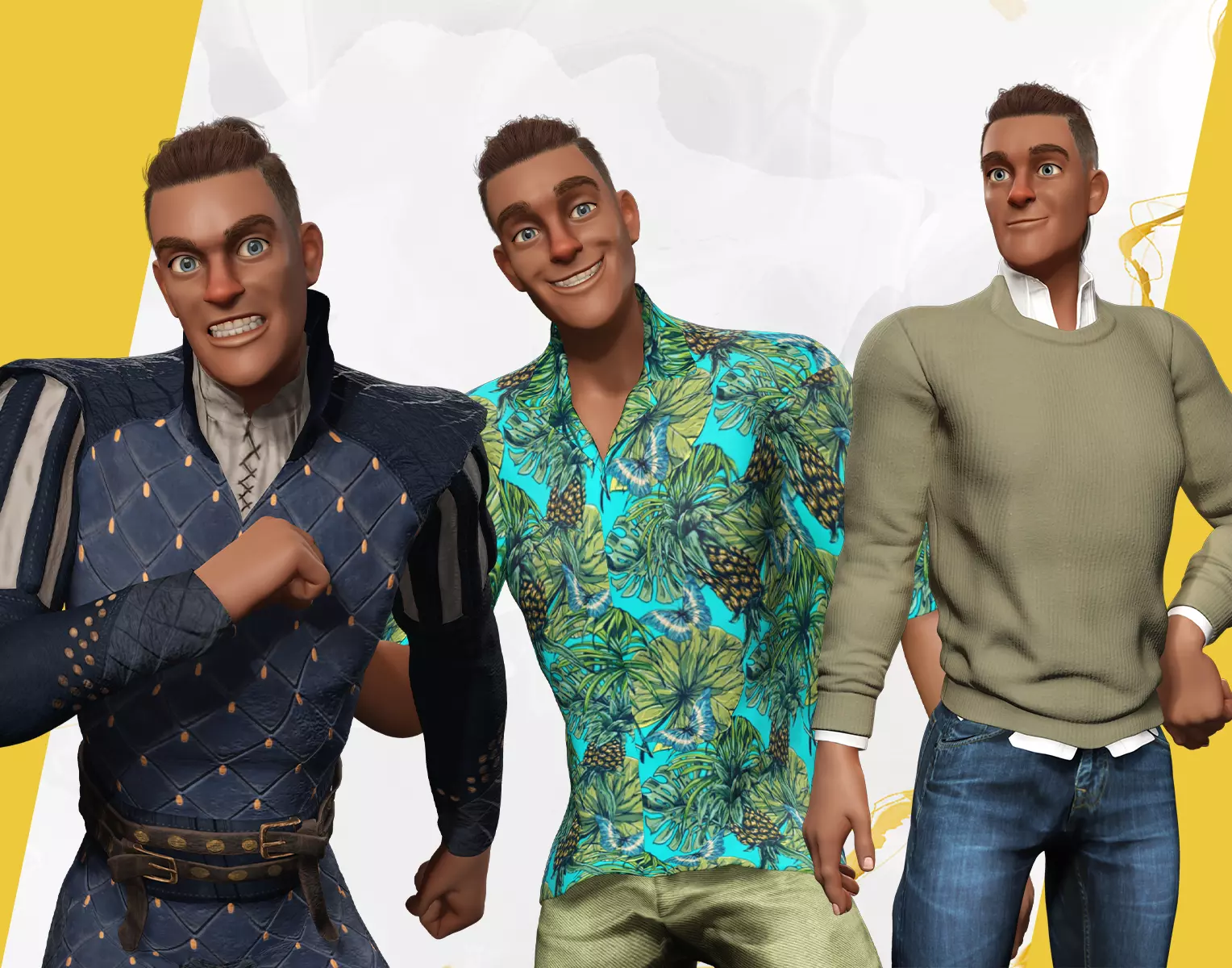 multi dress Brazilian Cartoon Casual Man 3D Model Collection_0