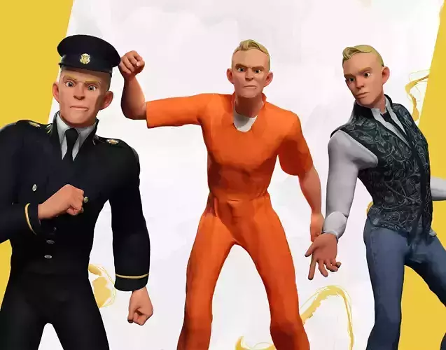 britsh male in multi dress 3D Model Collection