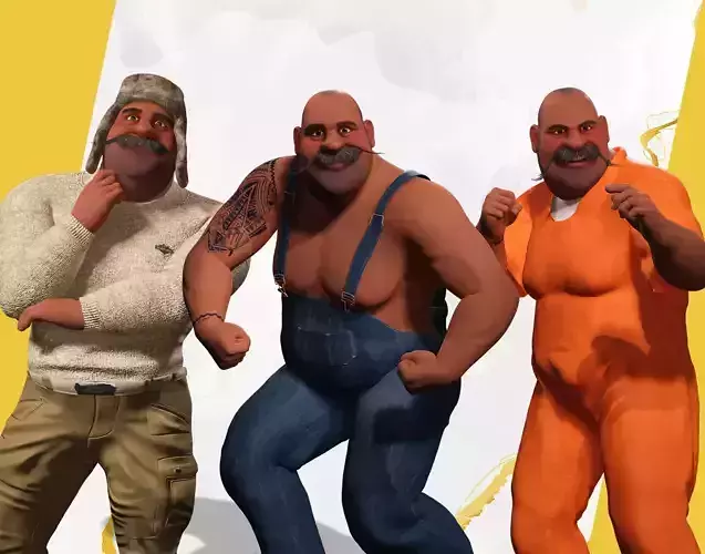 Cartoon Man with Moustache in multi dress