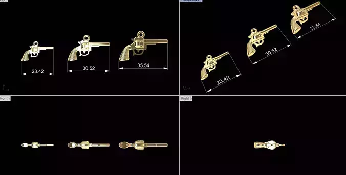 Gun Revolver Pendants