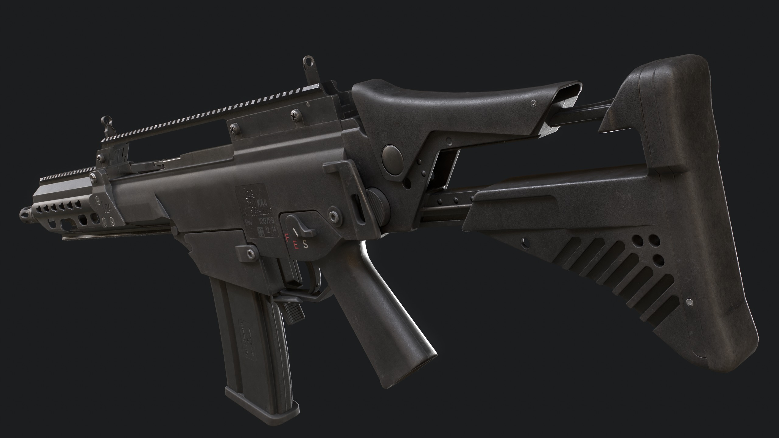 G36KA4 Assault Rifle - Game Ready  Low-poly 3D model_2