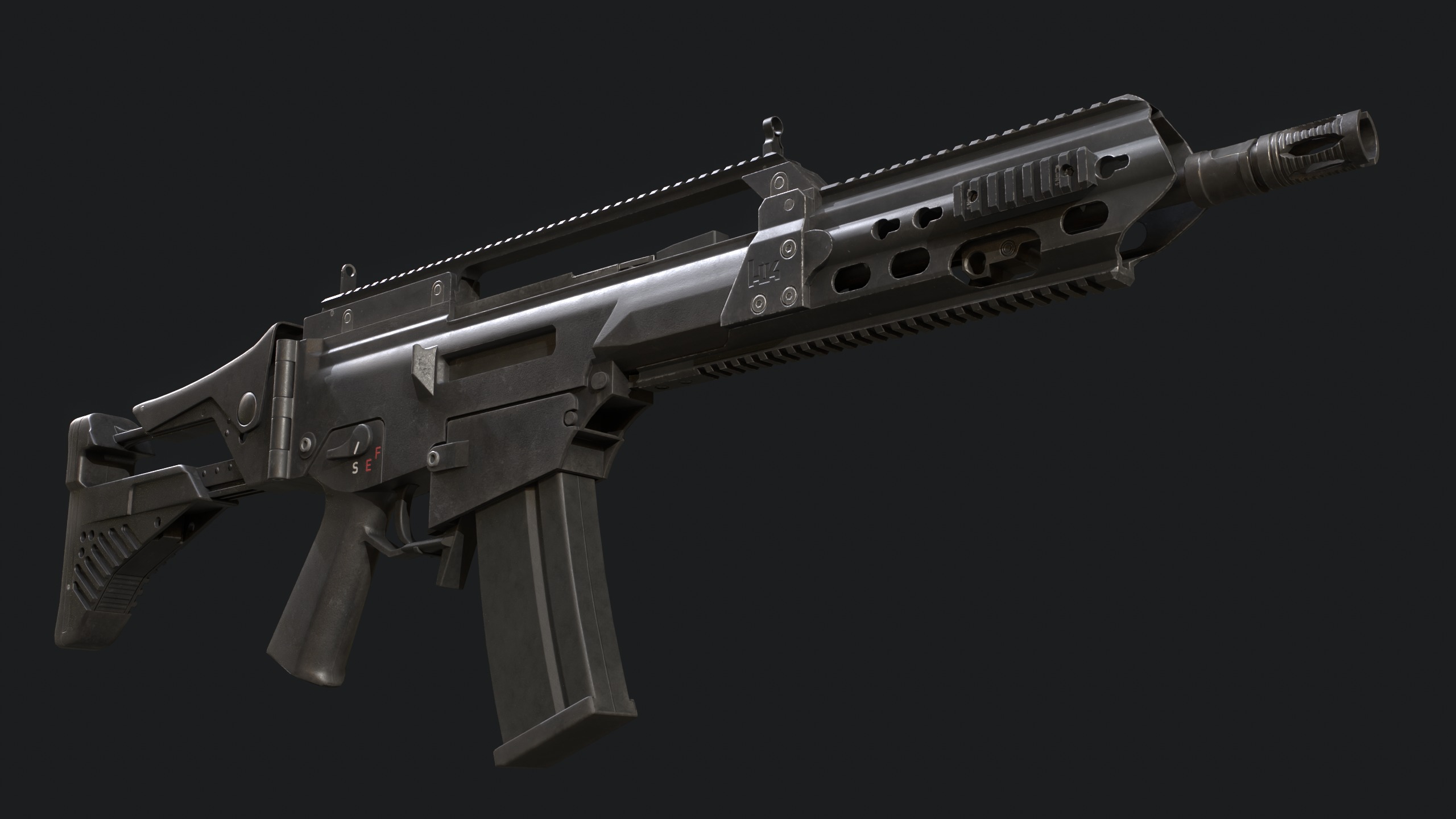 G36KA4 Assault Rifle - Game Ready  Low-poly 3D model_1