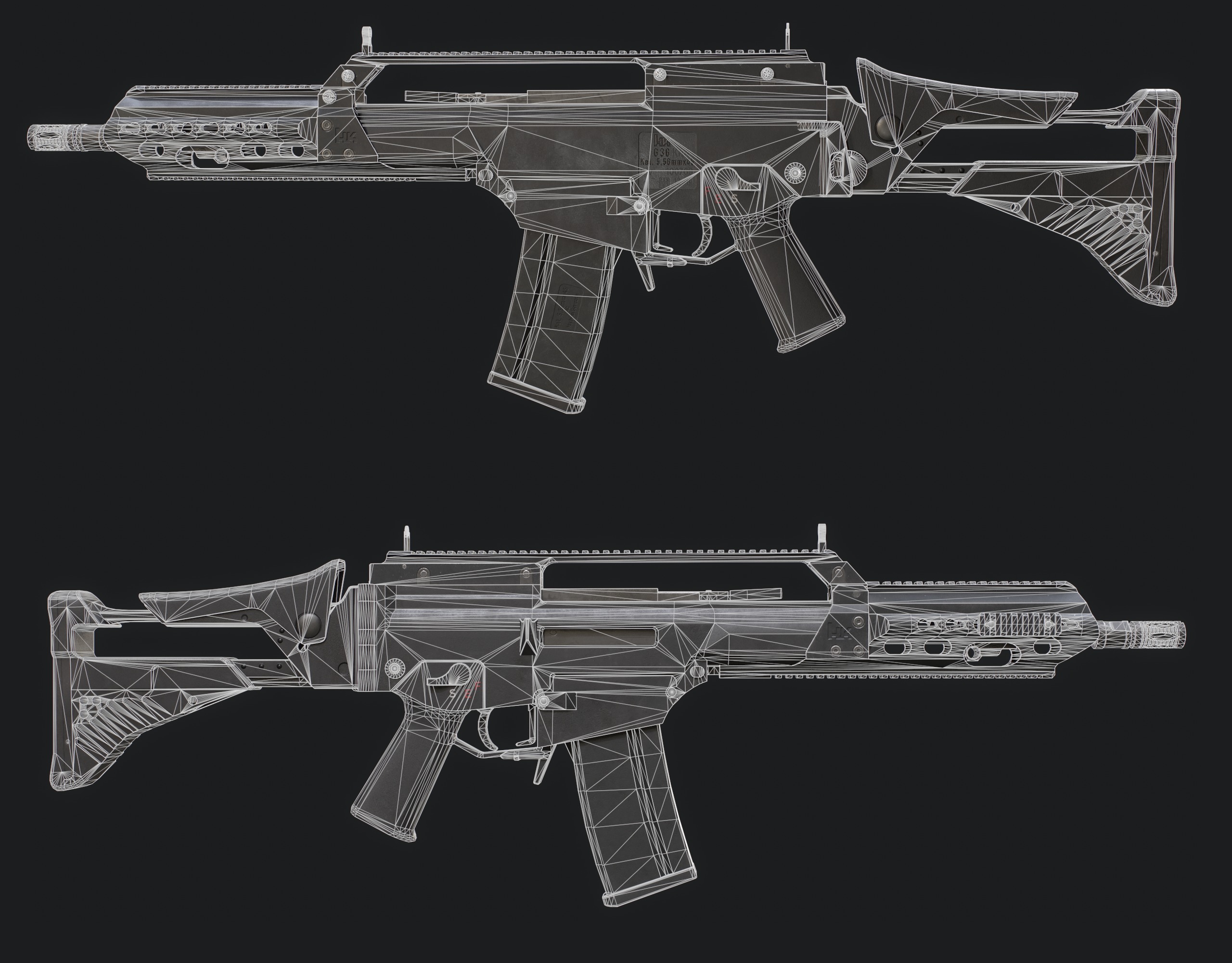 G36KA4 Assault Rifle - Game Ready  Low-poly 3D model_7