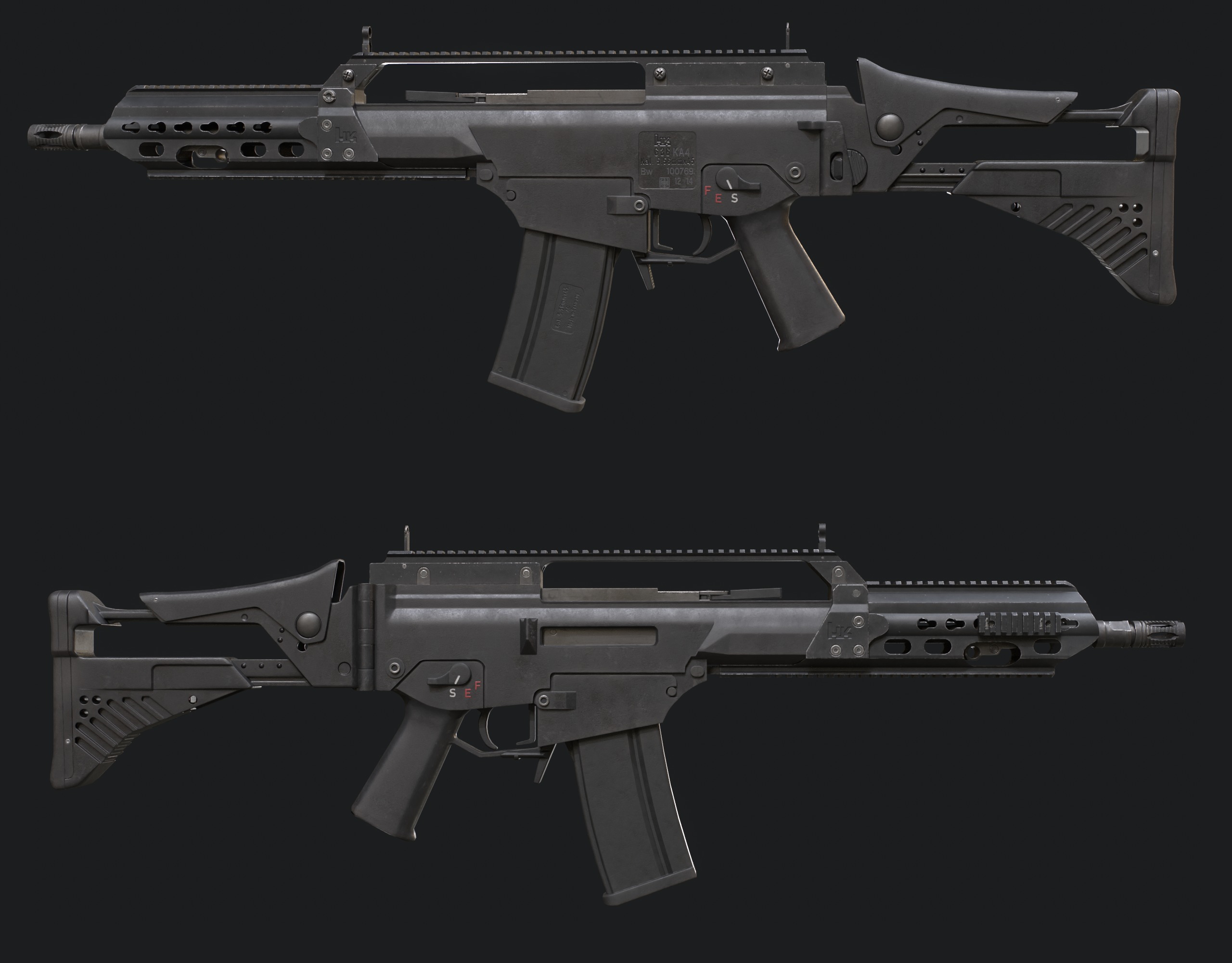 G36KA4 Assault Rifle - Game Ready  Low-poly 3D model_6