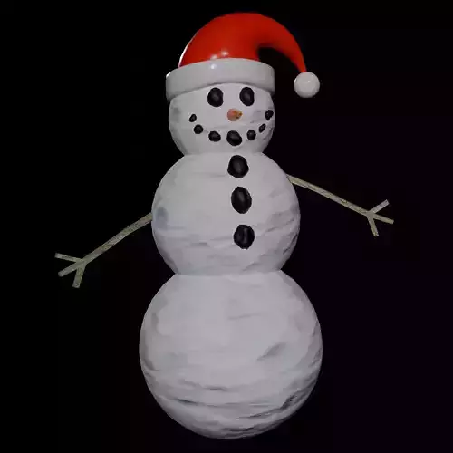 Cartoon Snowman with Santa Hat