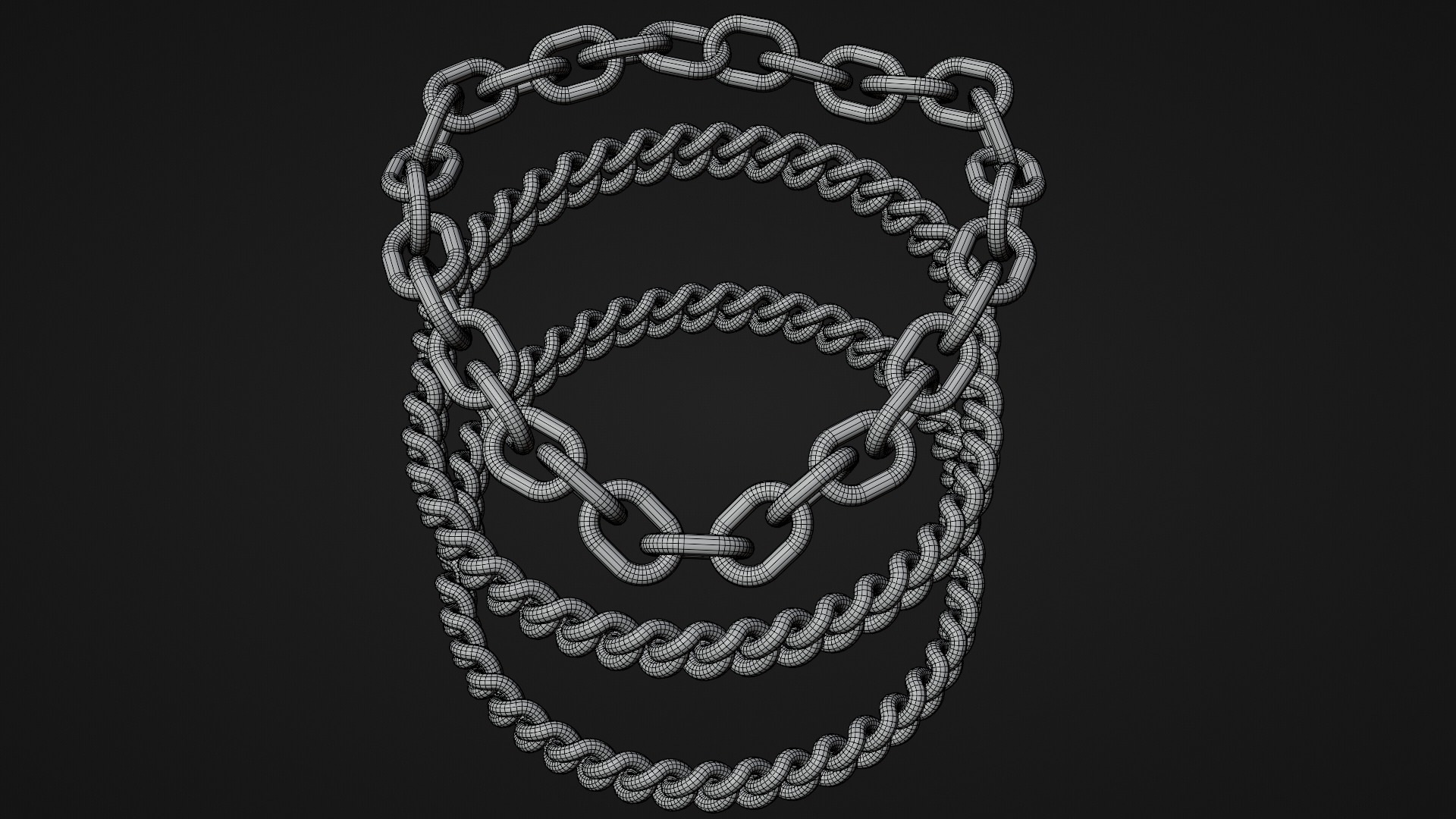 Jewelry Pack Cuban Chains Bracelets Rings Low-poly 3D model_11