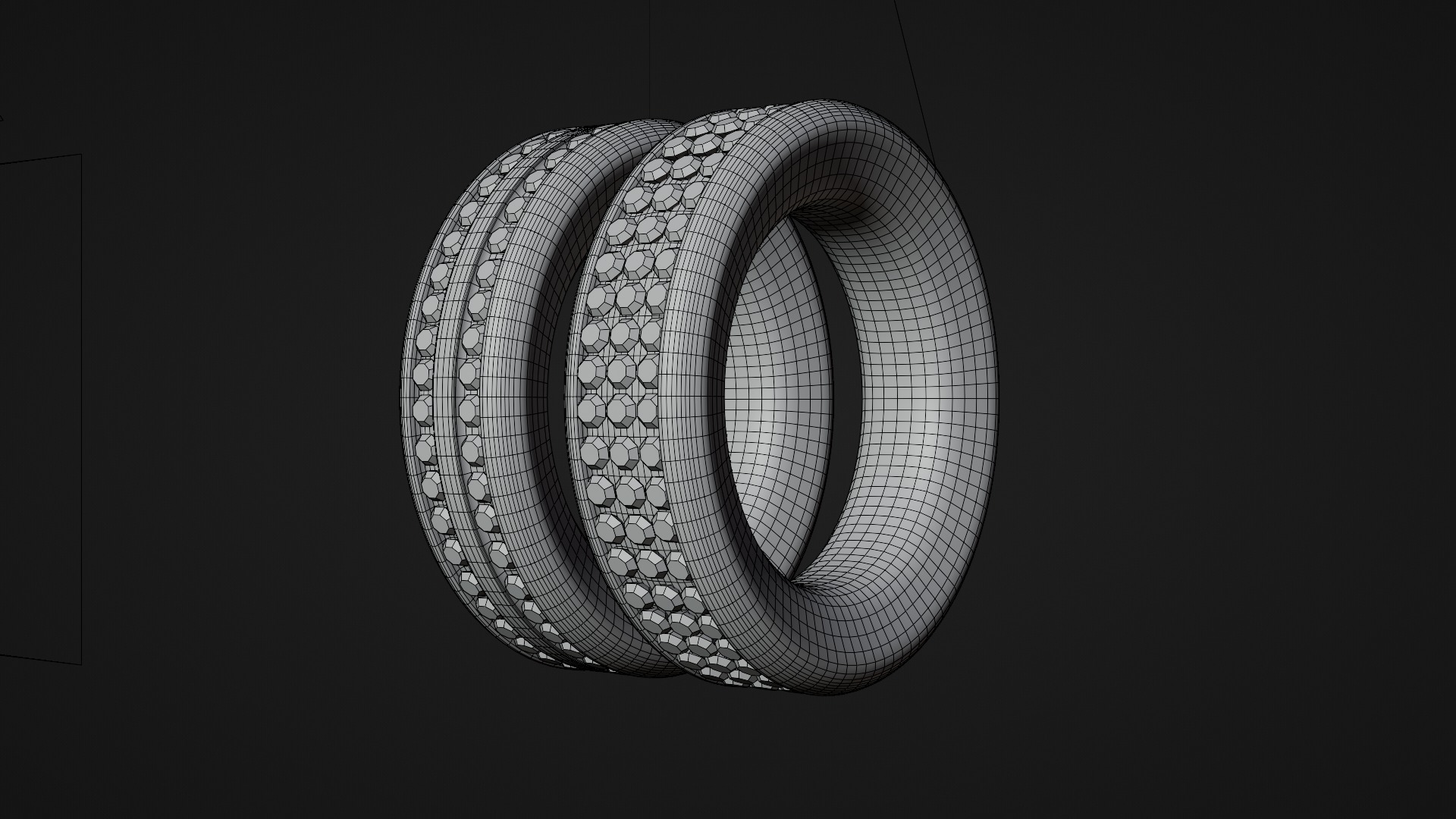 Jewelry Pack Cuban Chains Bracelets Rings Low-poly 3D model_9