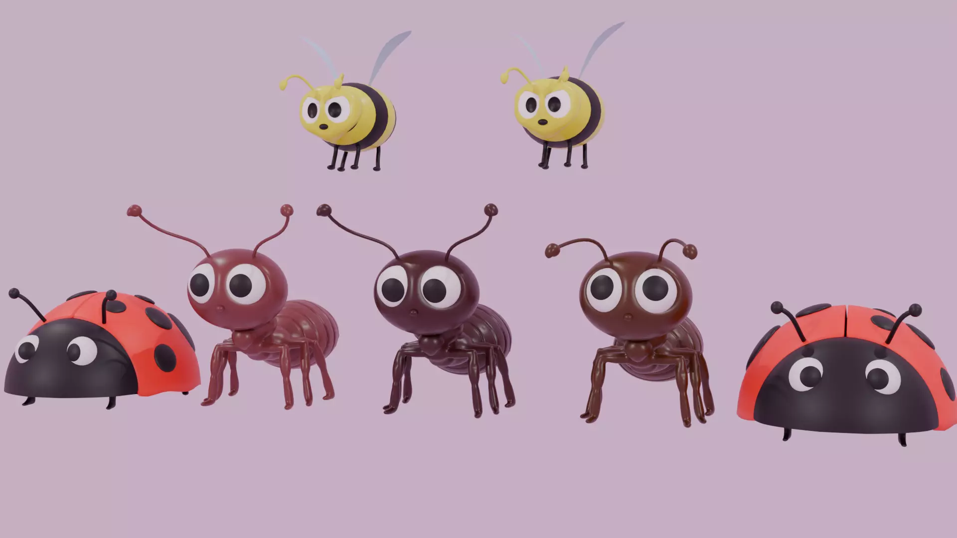 Cartoon Insects Low-poly 3D model