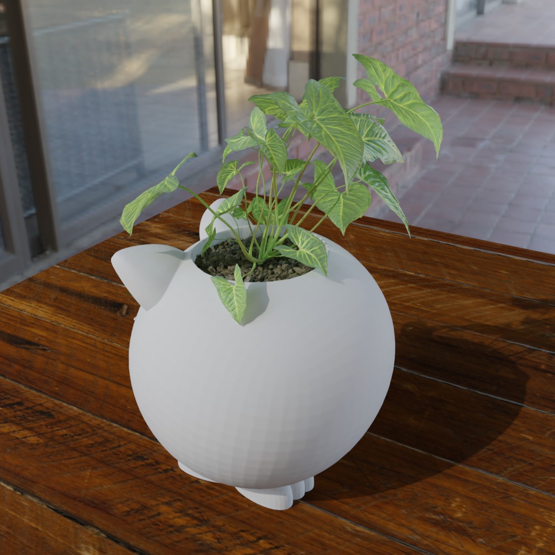 Decoration Flowerpot Cute cat 3D print model_2