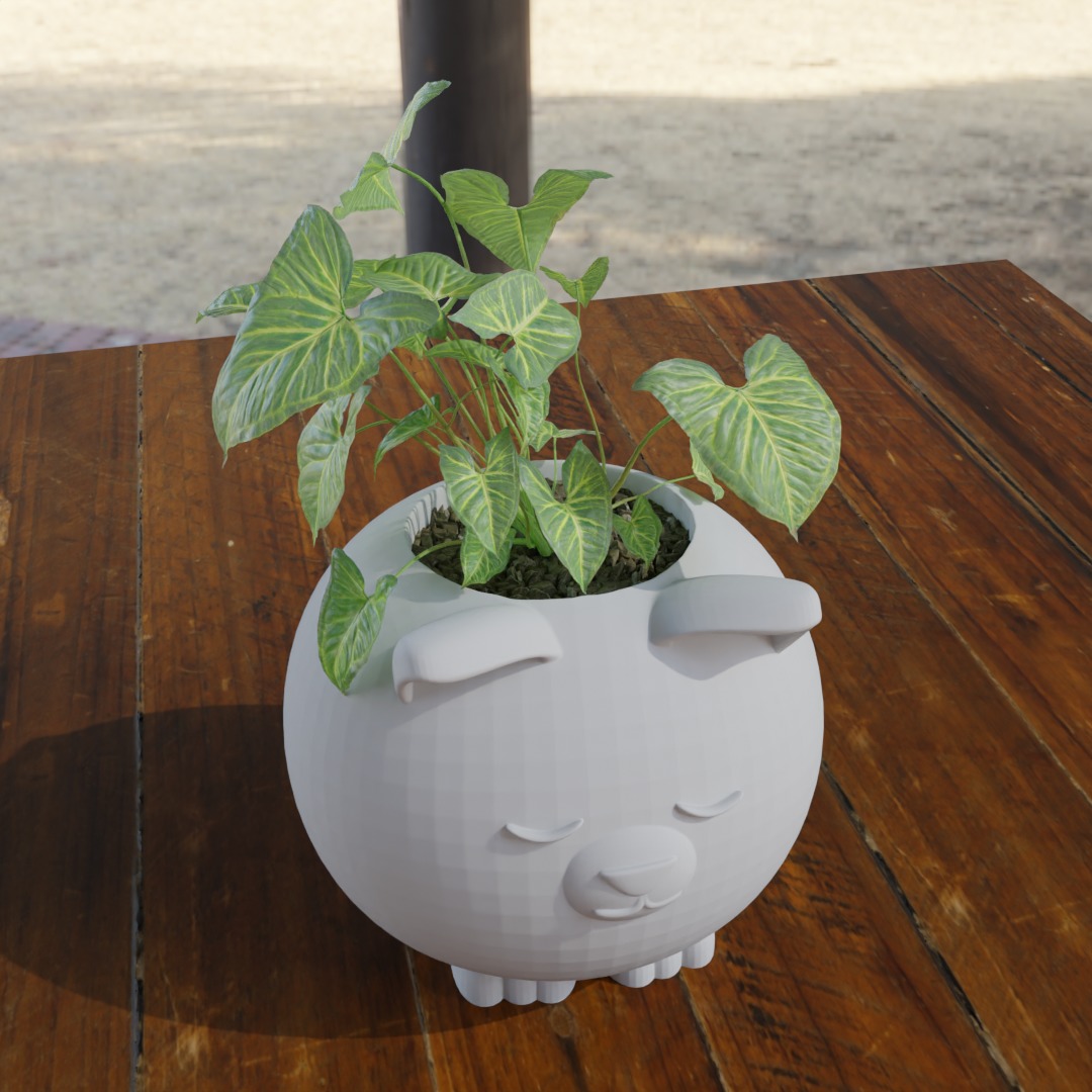 Decoration Flowerpot Cute cat 3D print model_3