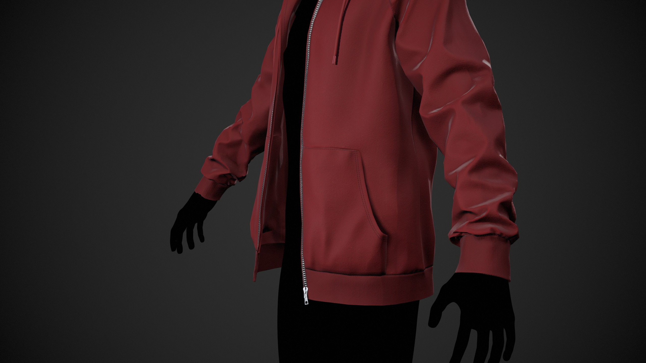 Red Open Hoodie Style 1 Low-poly 3D model_8