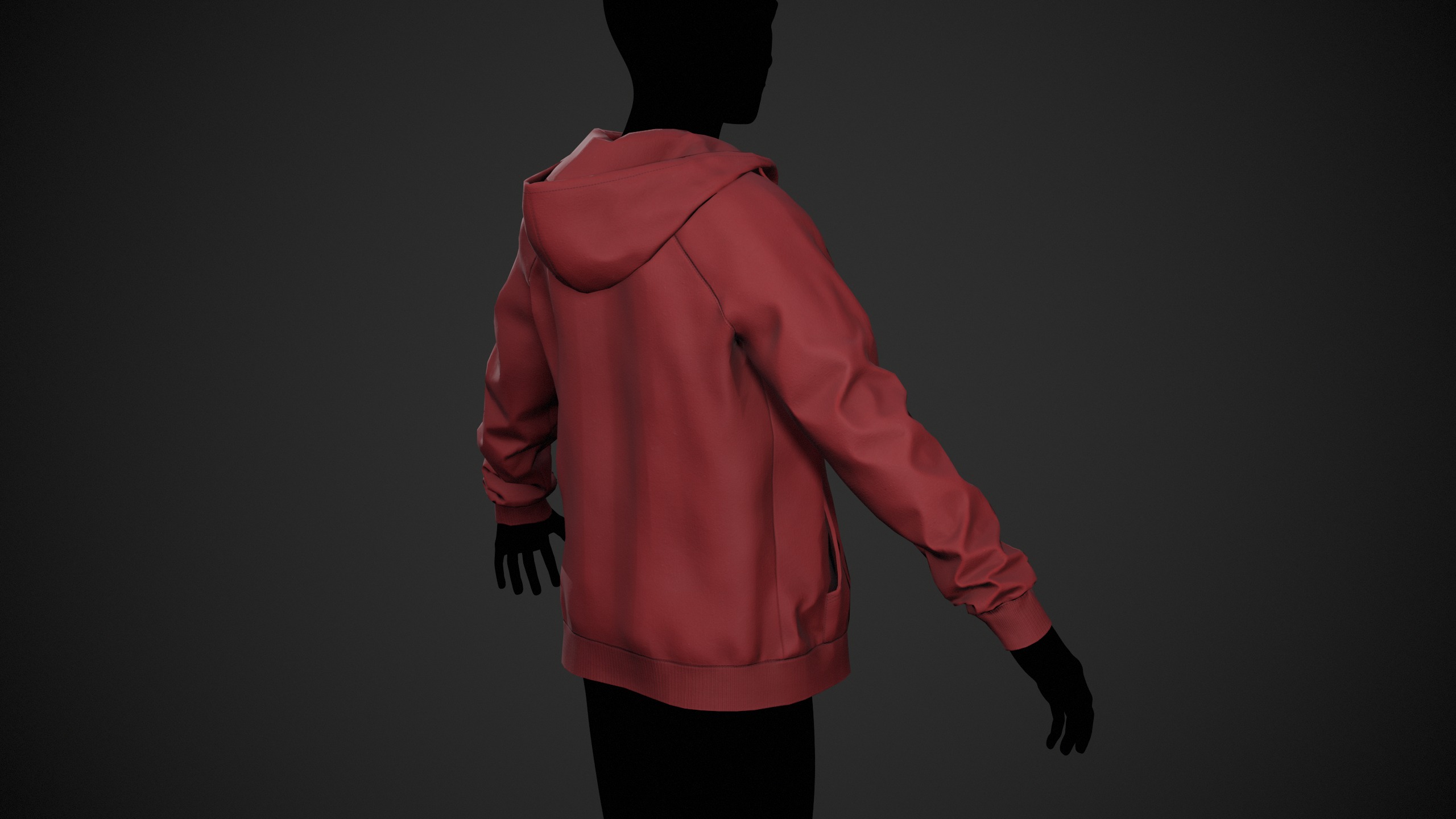 Red Open Hoodie Style 1 Low-poly 3D model_4