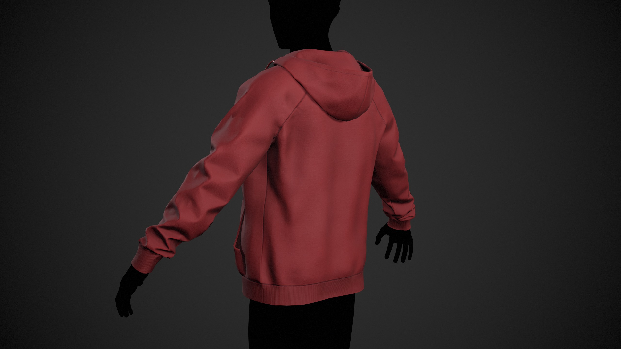 Red Open Hoodie Style 1 Low-poly 3D model_5