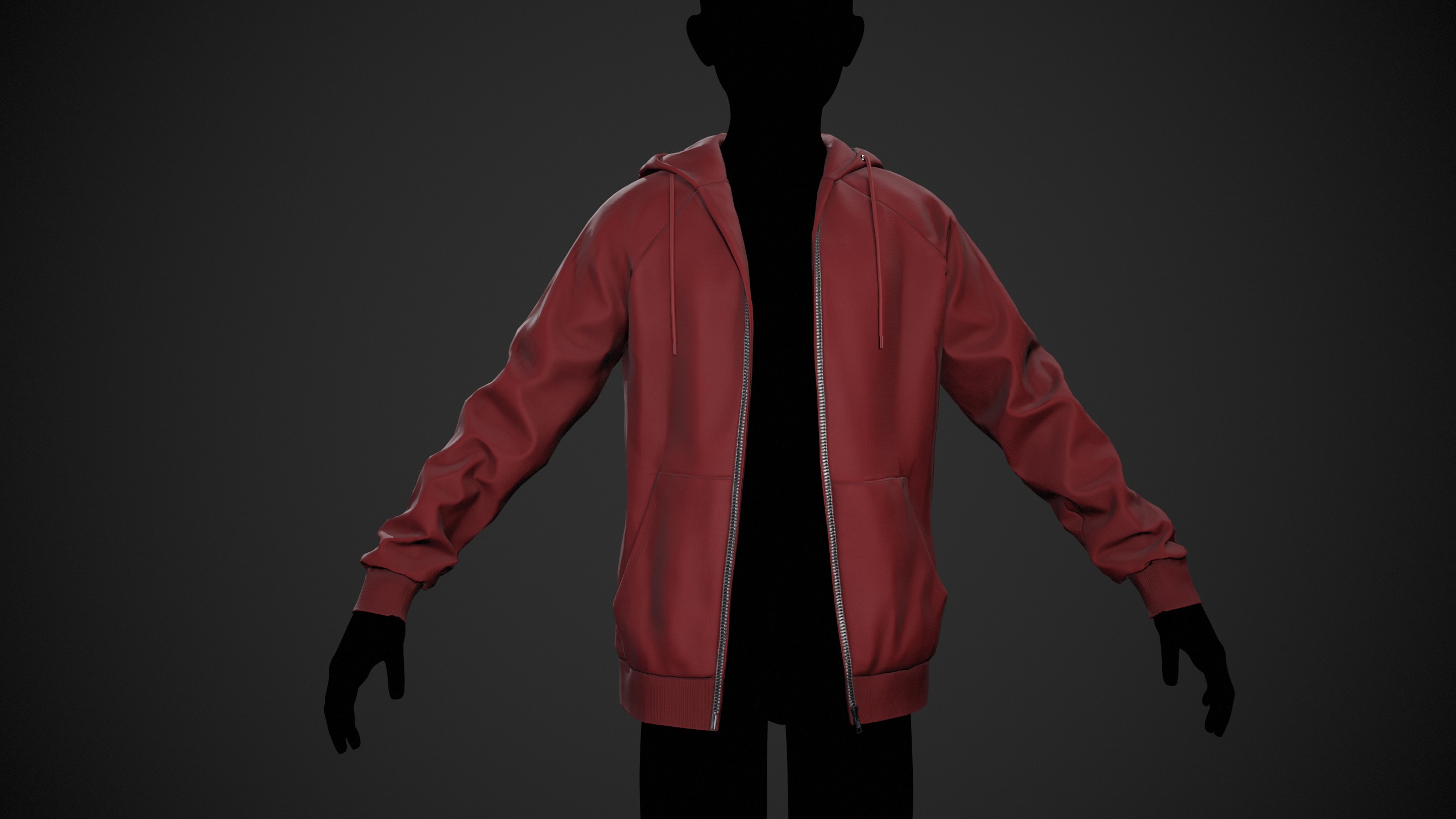 Red Open Hoodie Style 1 Low-poly 3D model_10