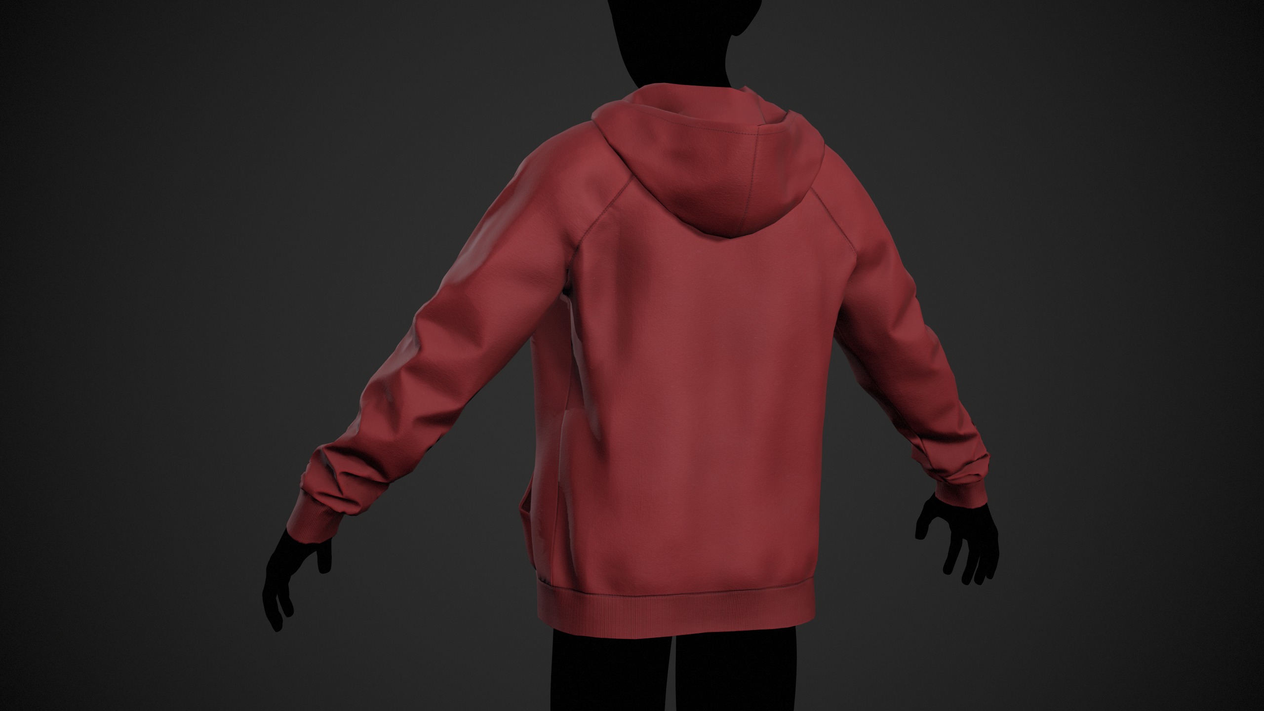 Red Open Hoodie Style 1 Low-poly 3D model_11