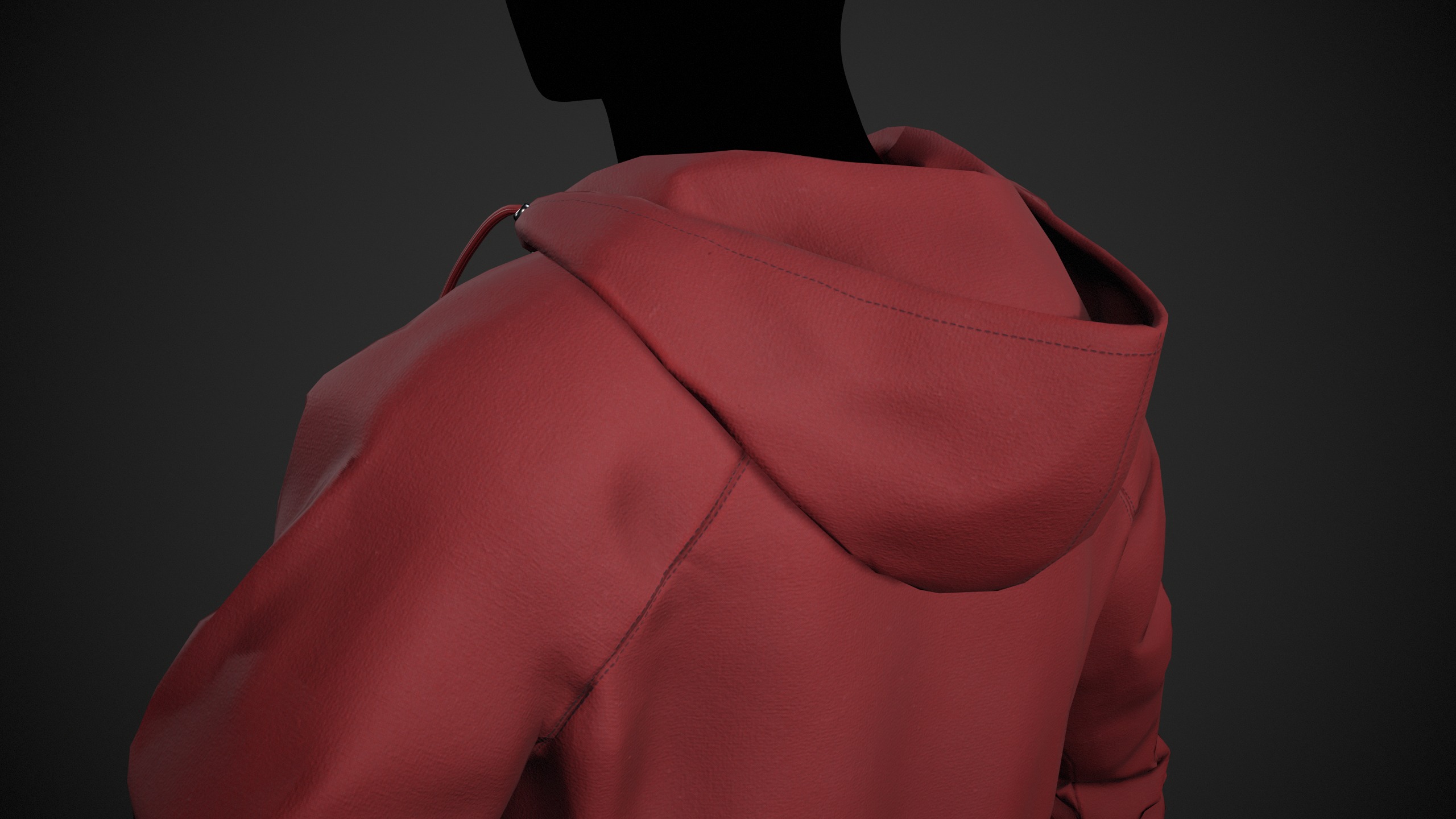 Red Open Hoodie Style 1 Low-poly 3D model_9