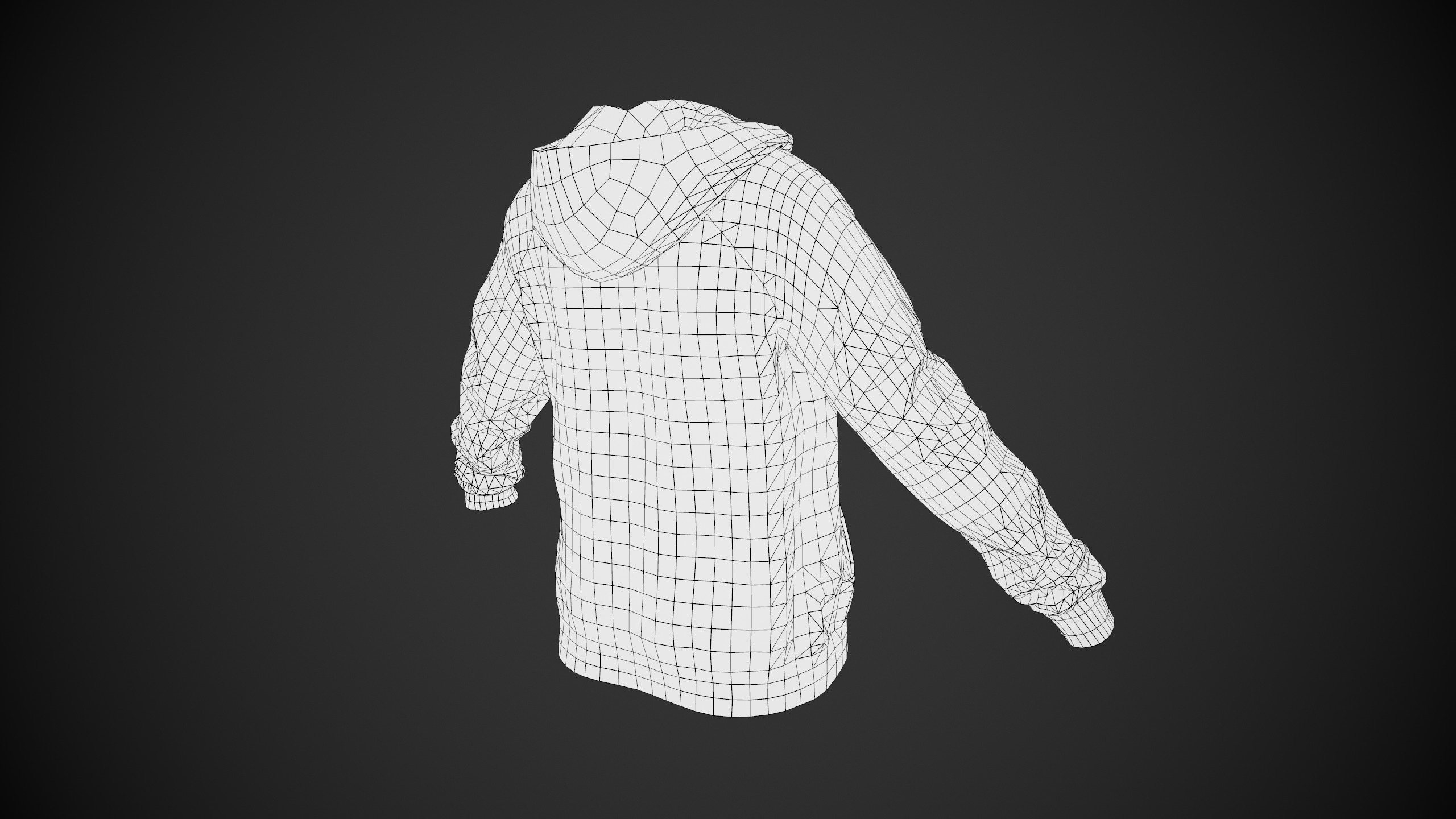 Red Open Hoodie Style 1 Low-poly 3D model_15