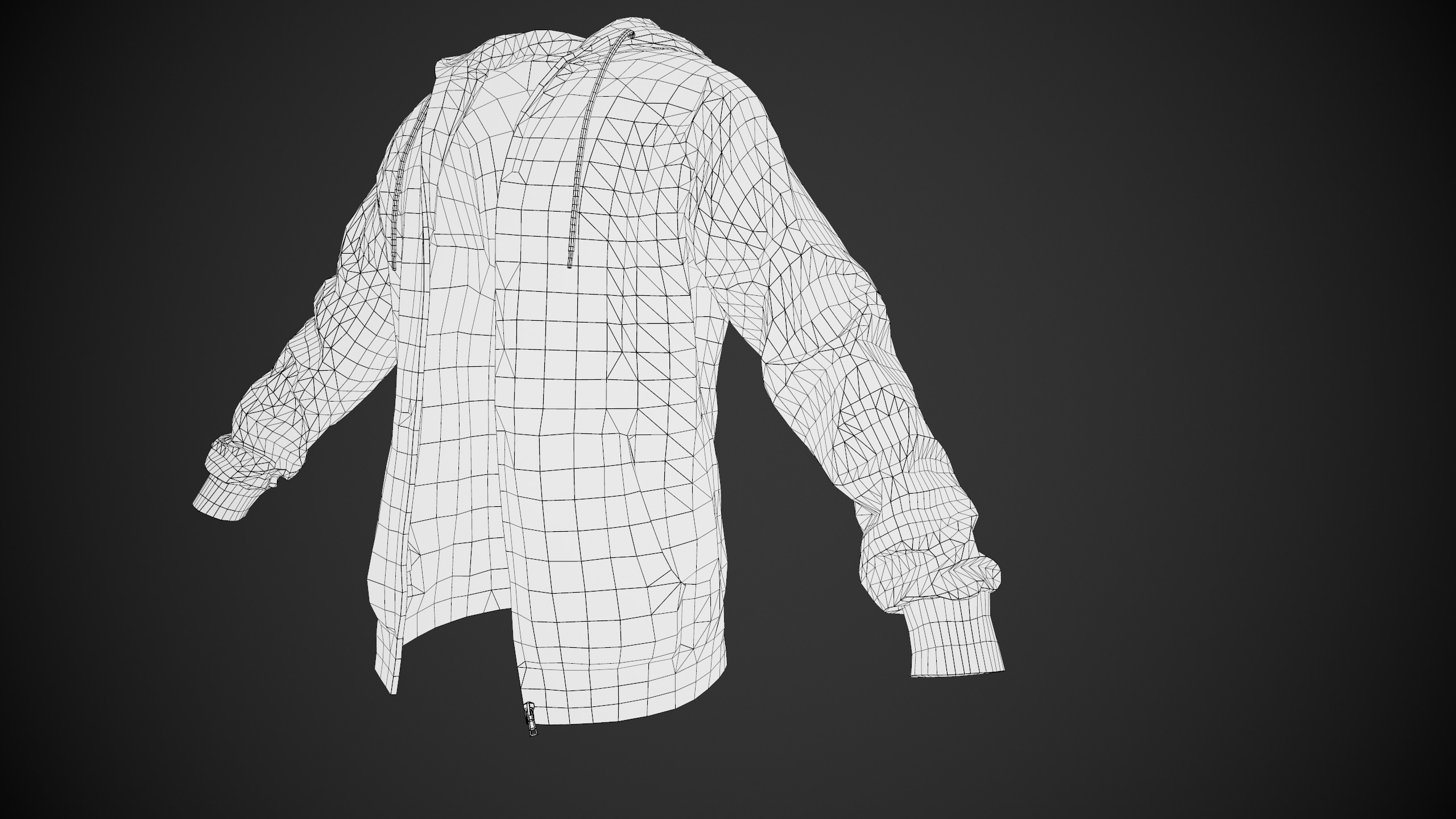 Red Open Hoodie Style 1 Low-poly 3D model_17