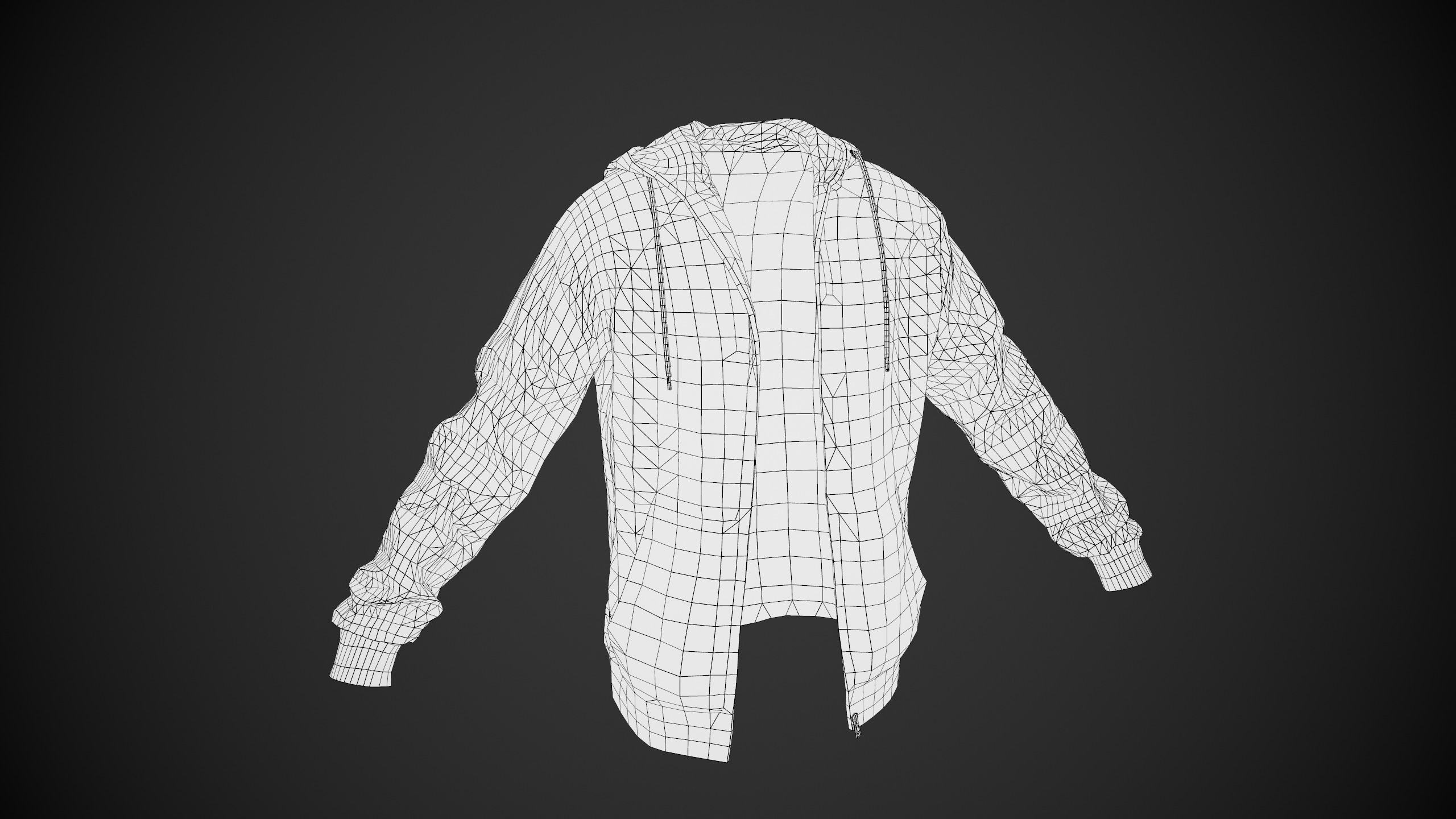 Red Open Hoodie Style 1 Low-poly 3D model_18