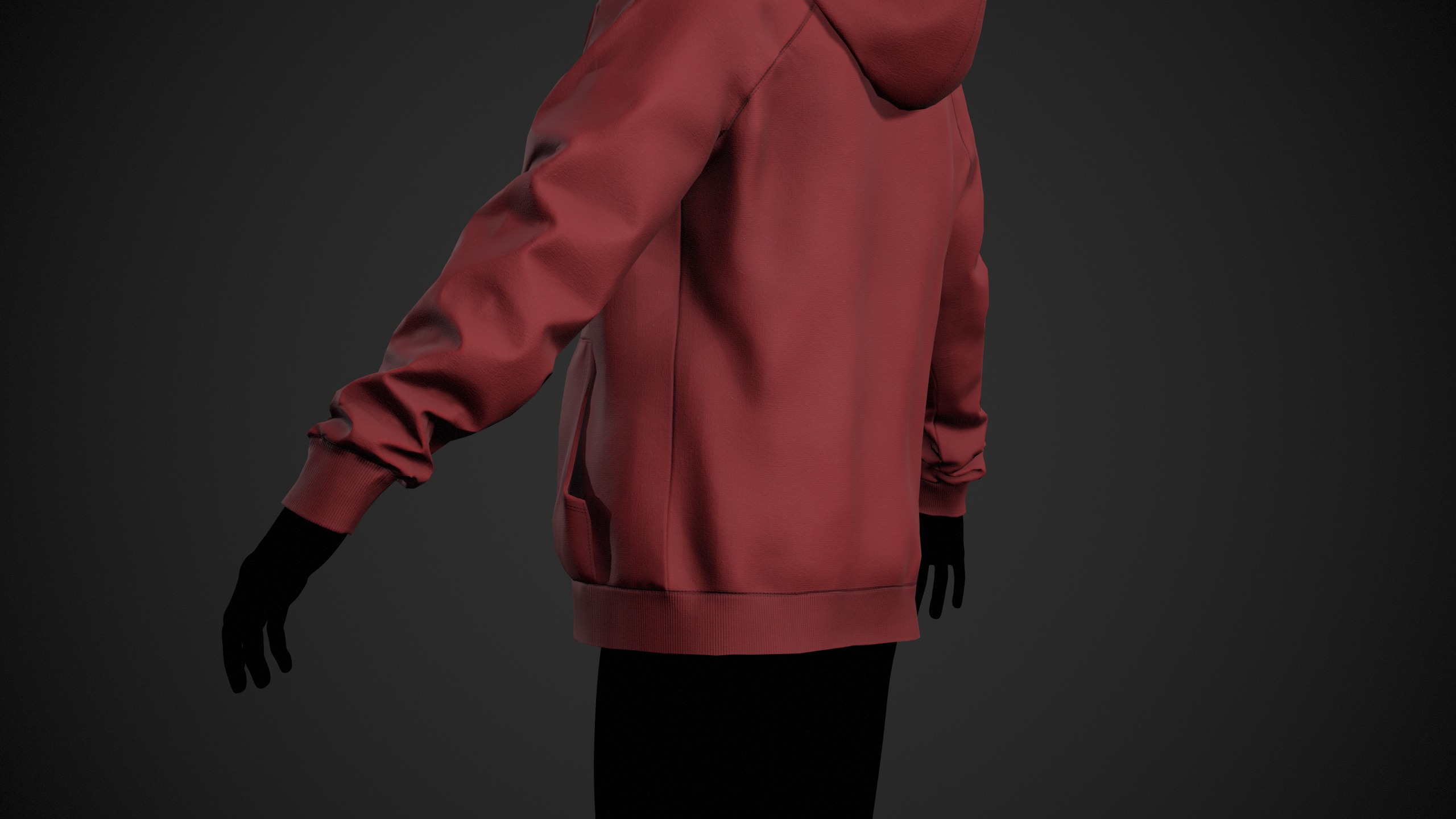 Red Open Hoodie Style 1 Low-poly 3D model_6