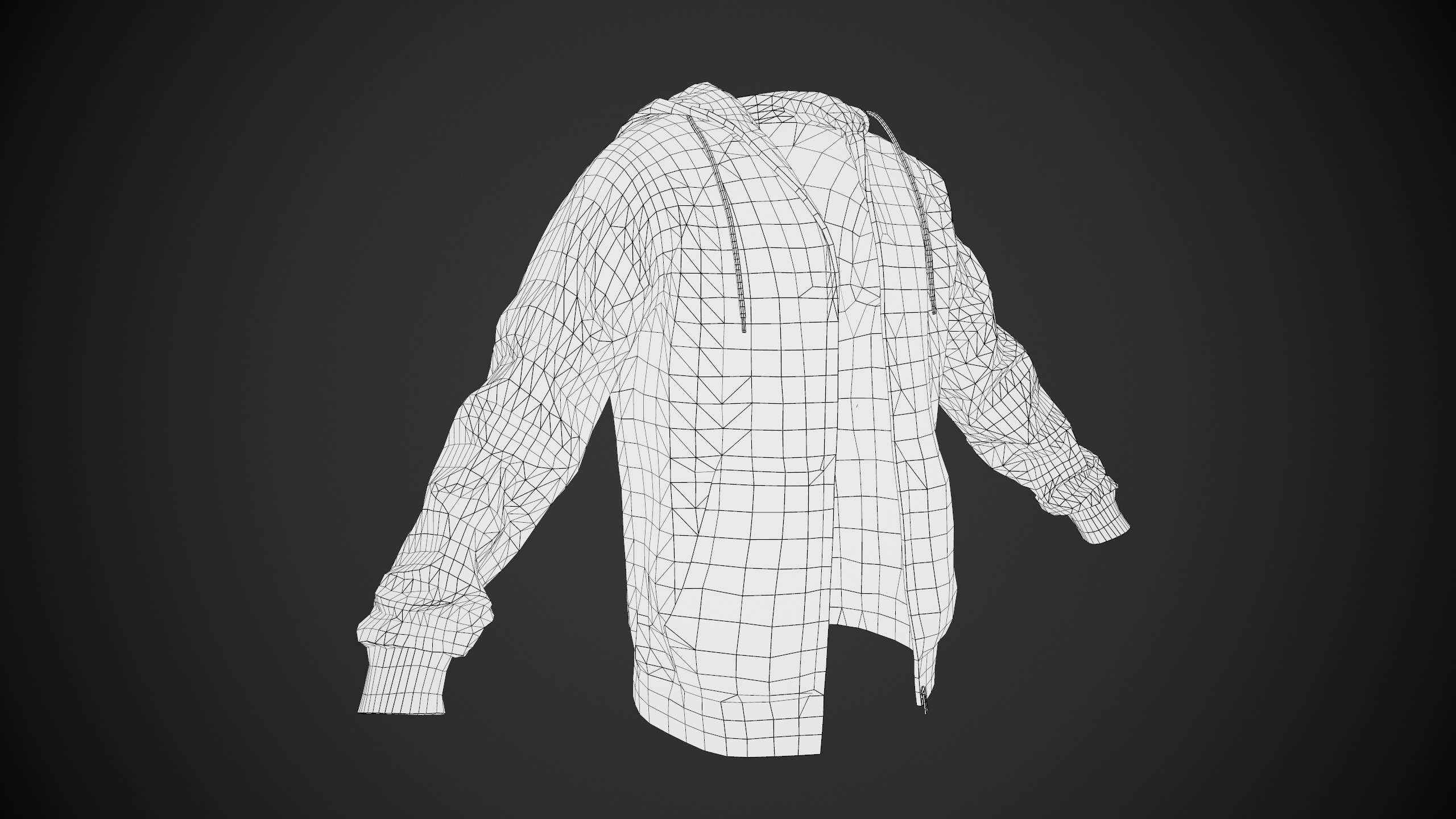Red Open Hoodie Style 1 Low-poly 3D model_12